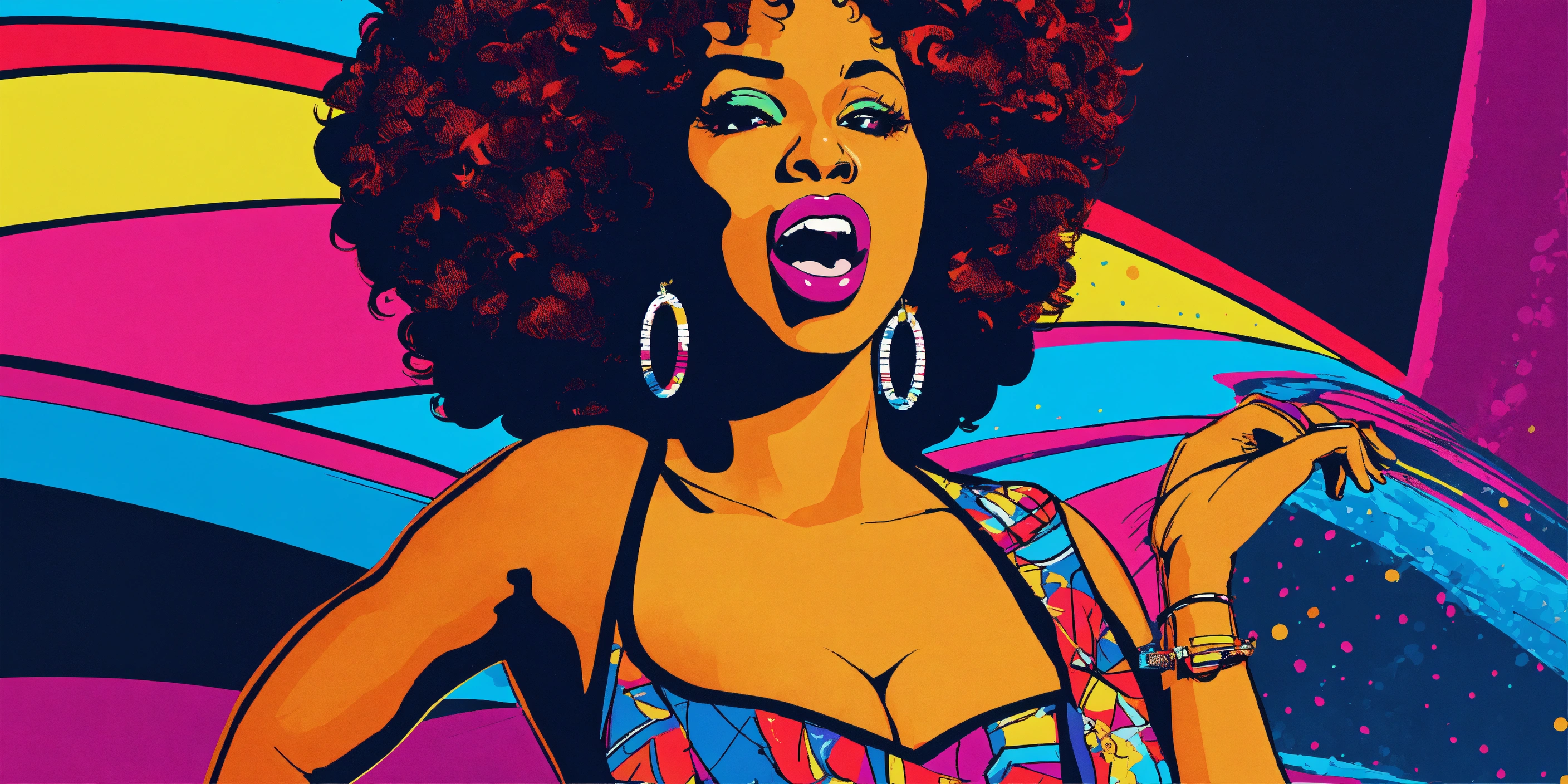 Lexica - Pop Art Diva Black Woman in a diva-worthy pop art dress ...