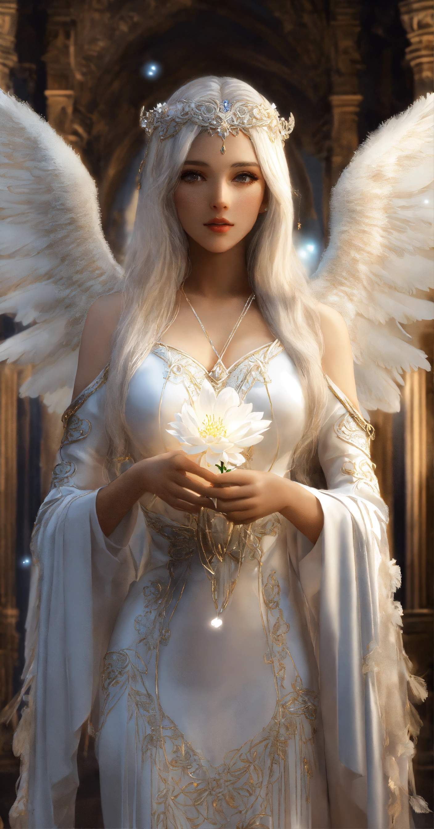 Lexica - Beautiful and perfect Angel Priestess woman with white angel ...