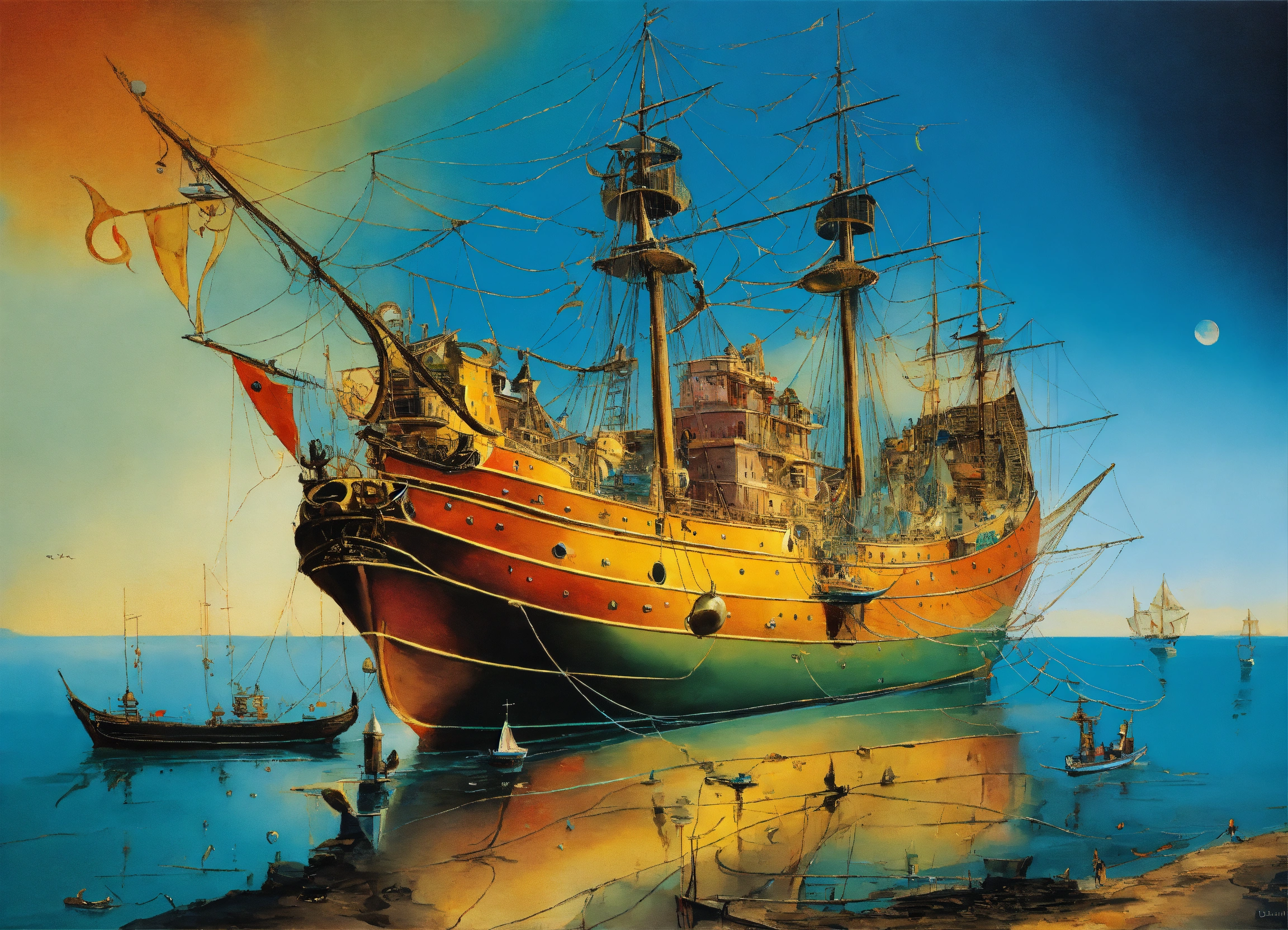 Lexica - Ship, colorful, salvador dali