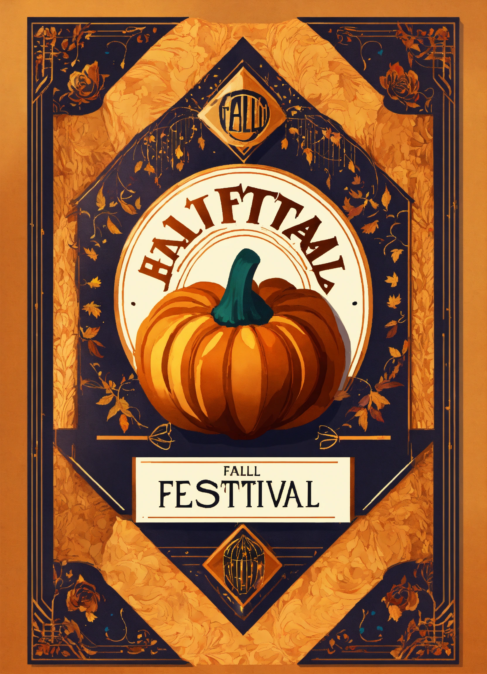 Lexica - Fall festival logo, vector, art deco, carnival design