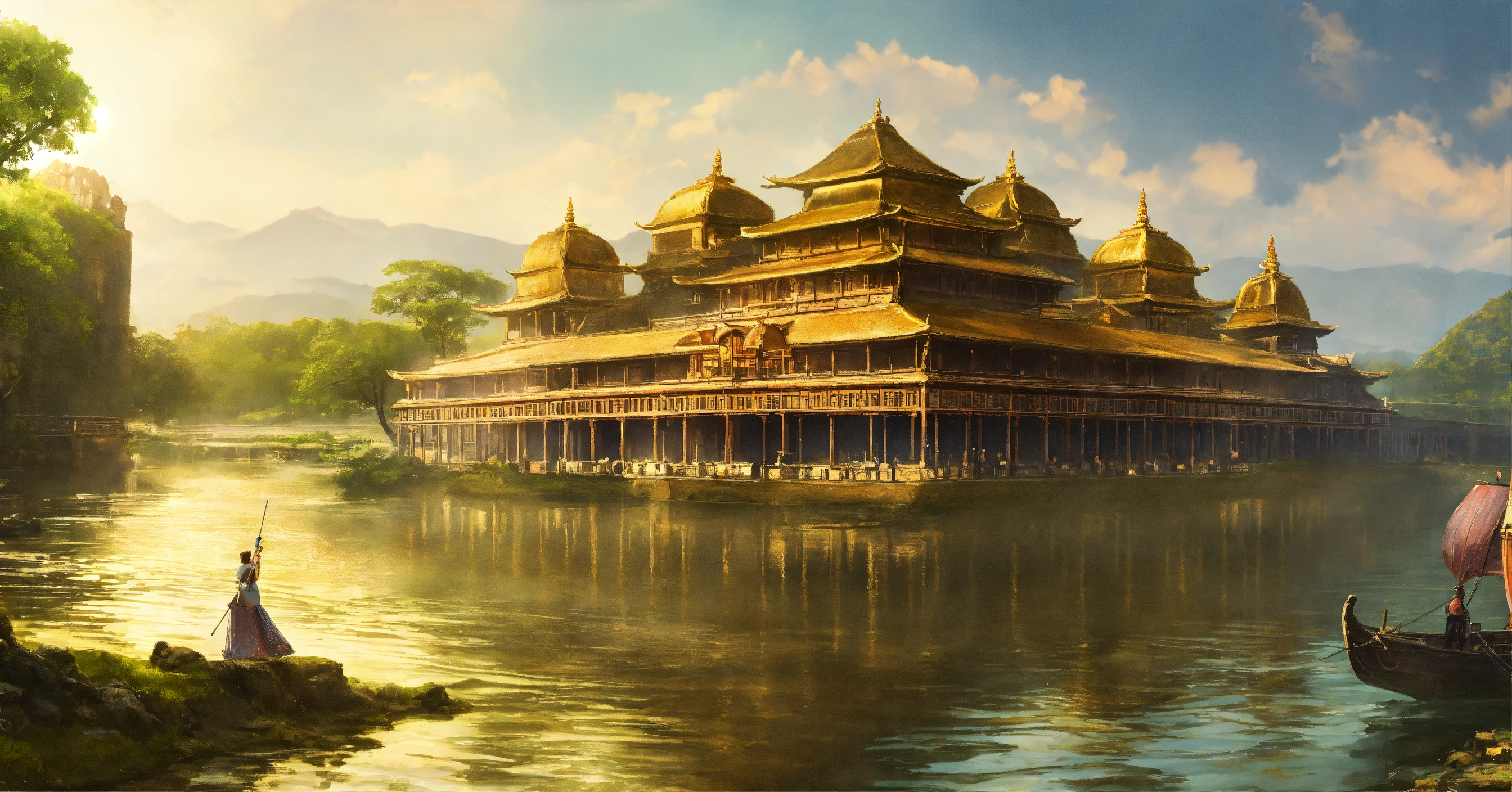 Lexica - An ancient palace surrounded by a river