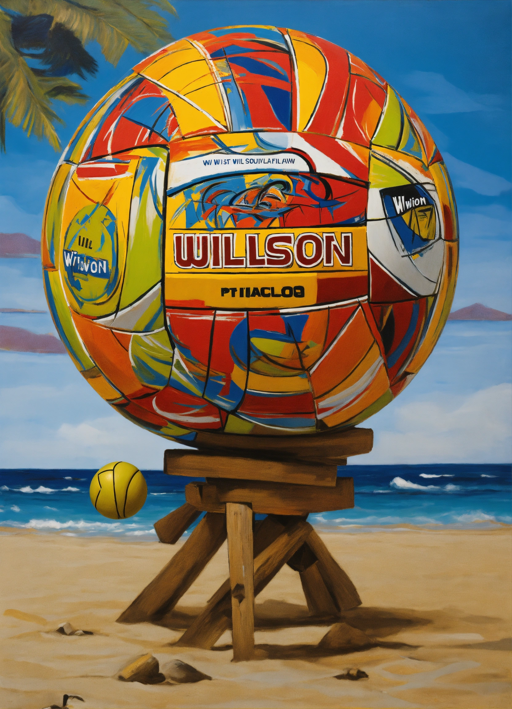 Lexica Wilson. volleyball. cast away. style of picasso.
