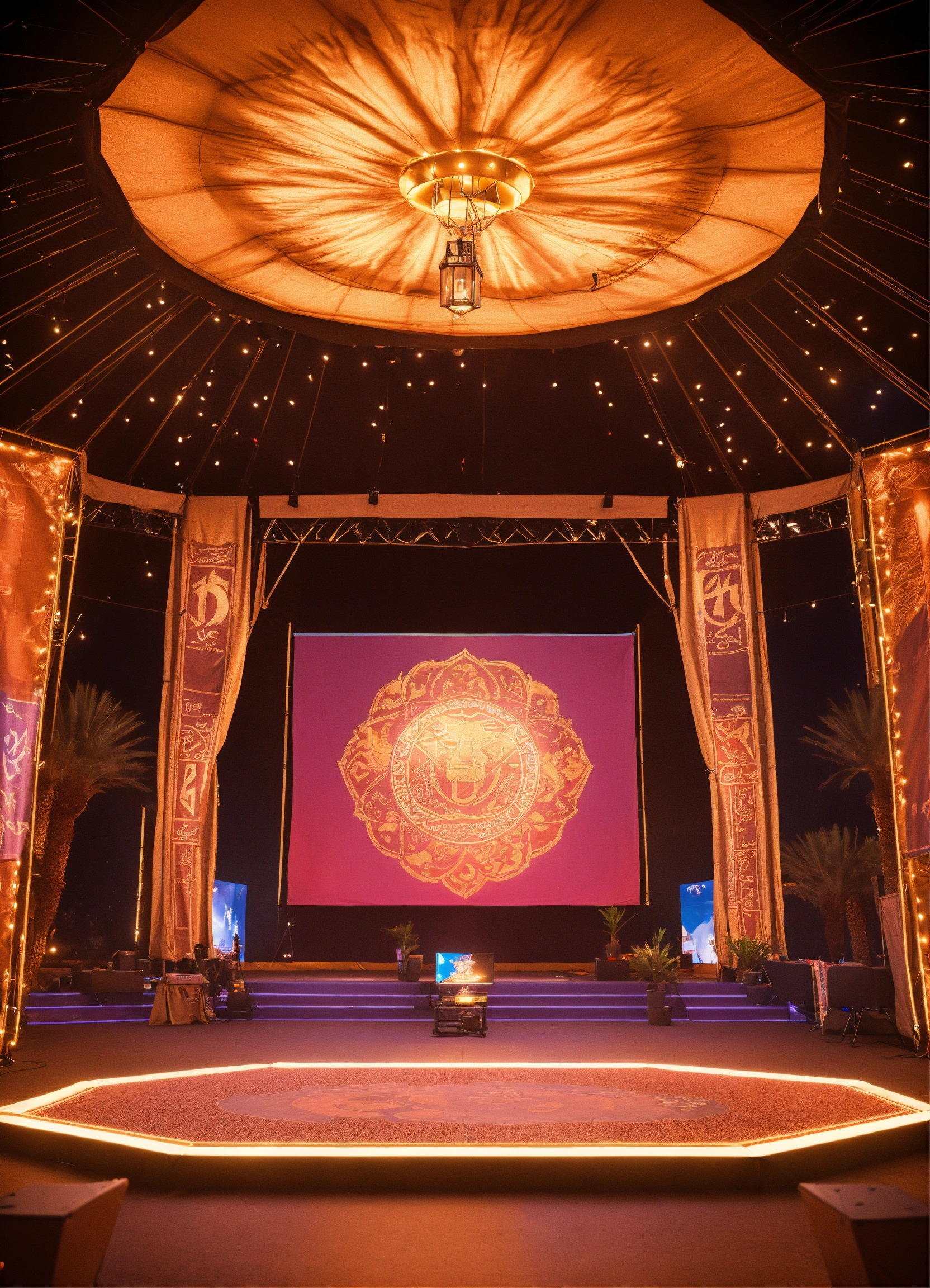 Lexica - Generate an image of a small esports venue's desert tent style ...