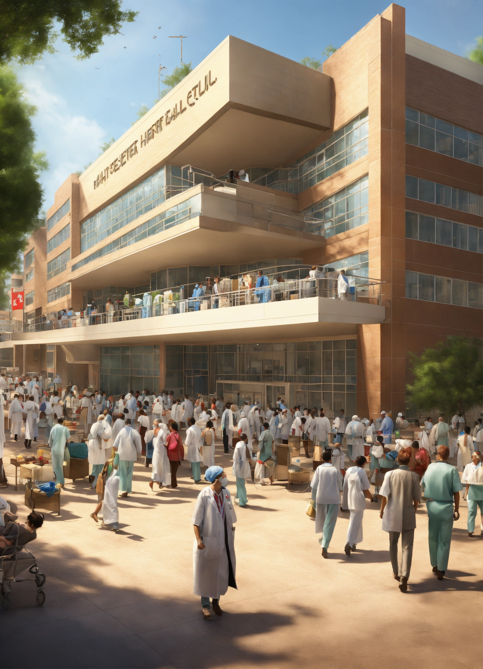 Lexica - BUSY HOSPITAL CENTER with many people, high def, photorealism ...