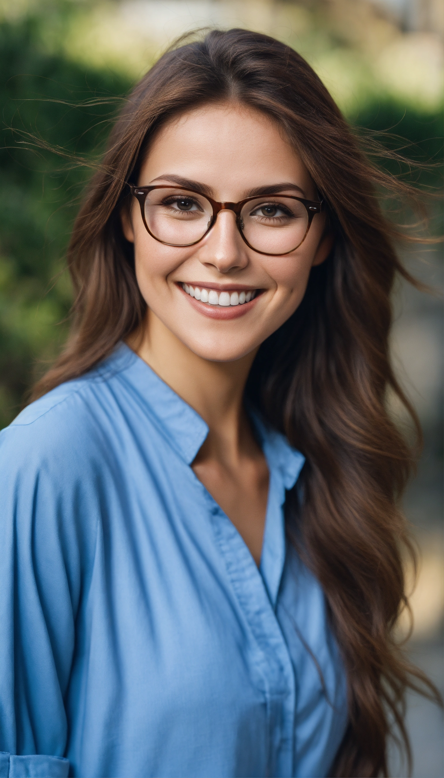 Lexica Nutritionist Young Beautiful Glasses Brown Hair Front View Smile Happy 2881