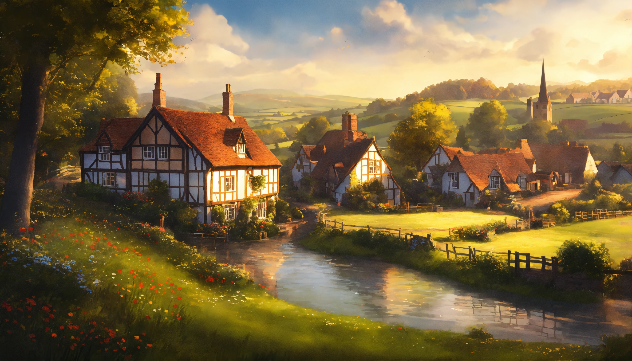 Lexica - Landscape Desktop wallpaper of a beautiful English country ...