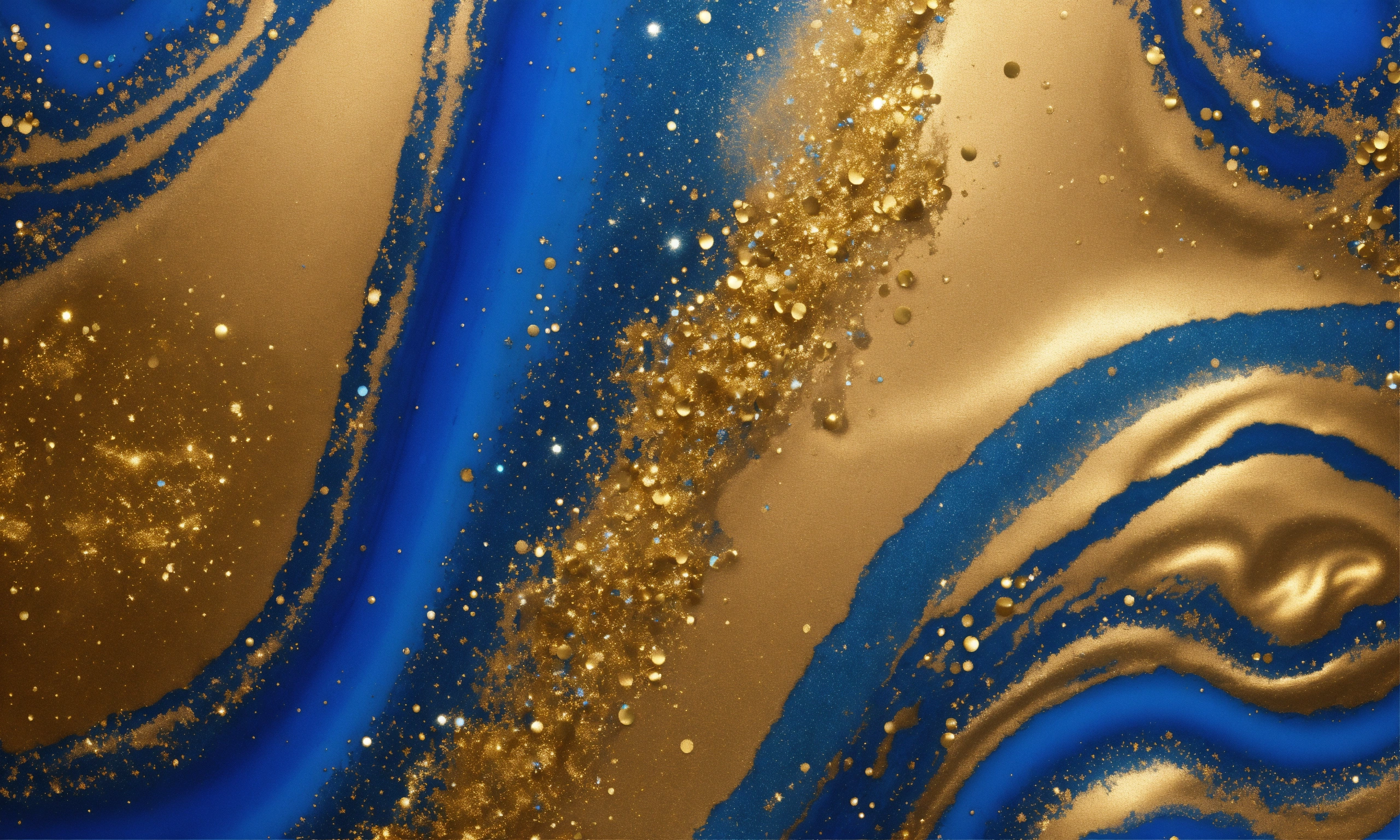 Lexica - Shades of hue of blue glitter and gold glitter harmonically ...