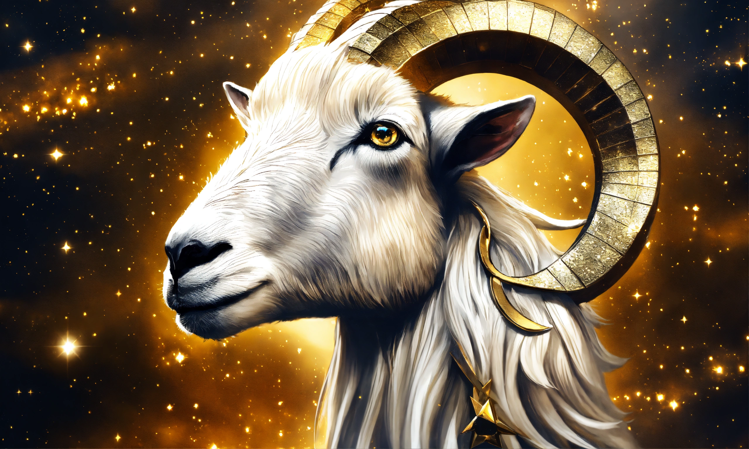 Lexica - White and gold brutal goat, zodiac sign, white, gold, universe ...