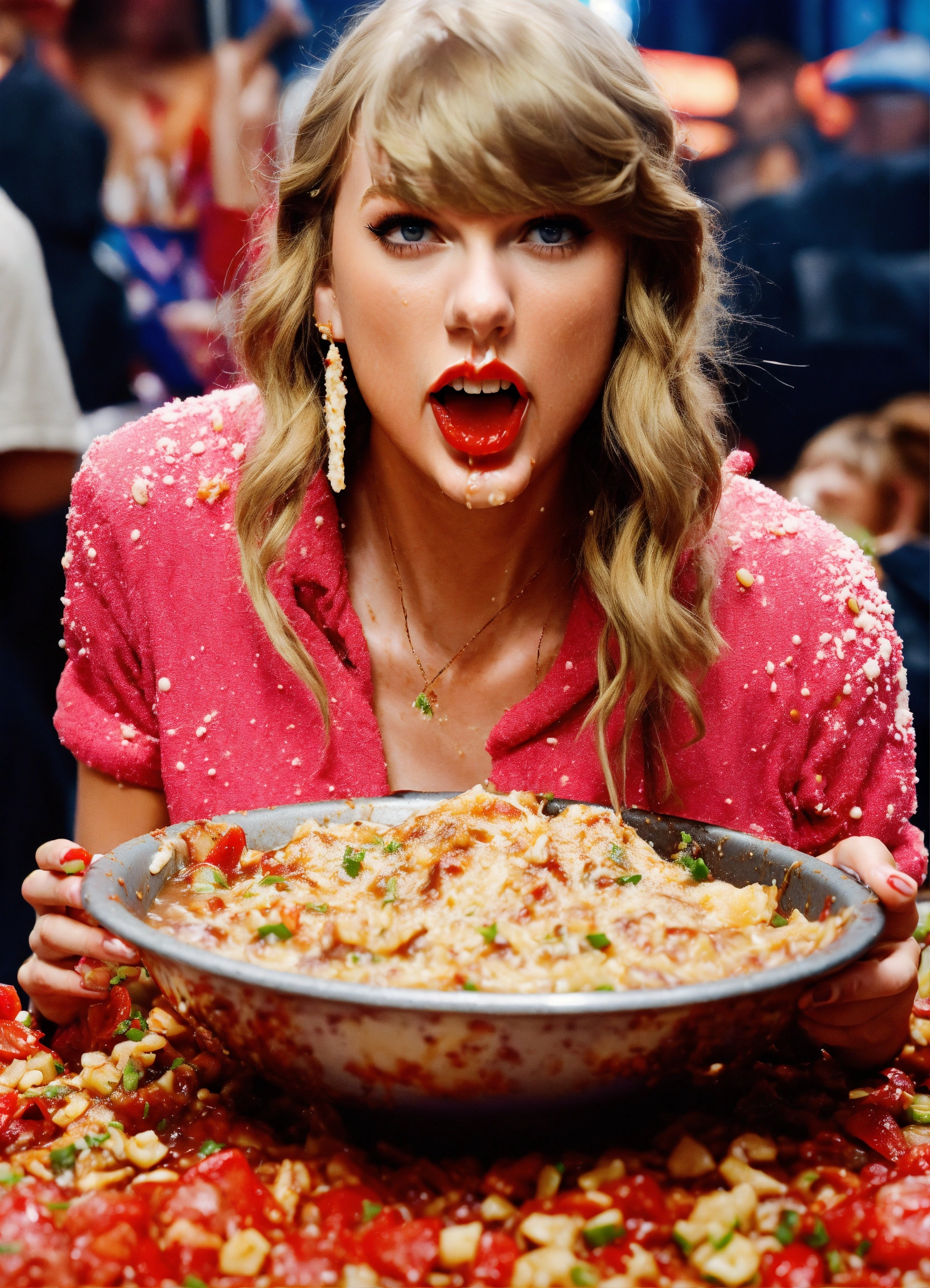 Lexica - Photo realistic shot of taylor swift eating a disgusting pile ...