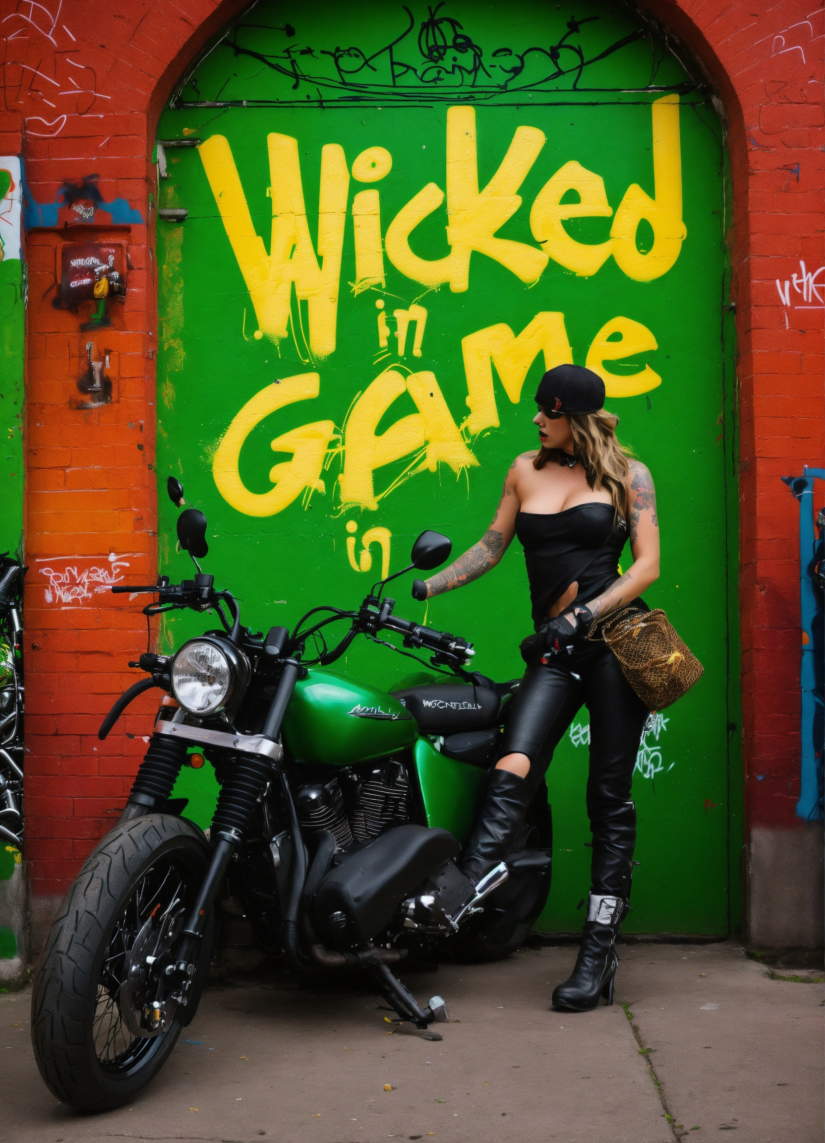 Lexica A Graffiti Saying Wicked Game In Green With 2 Girls On Motorcycles Like Motley Crue 2808