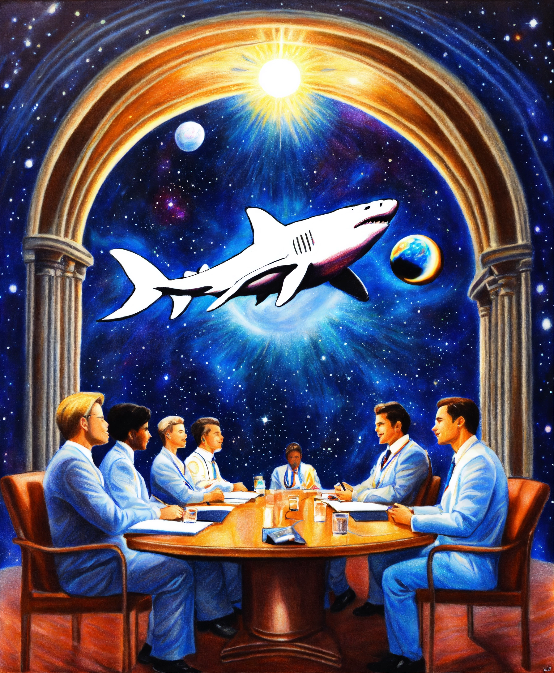 Lexica - Colored pencil drawing of great white fraternity. Ascended ...