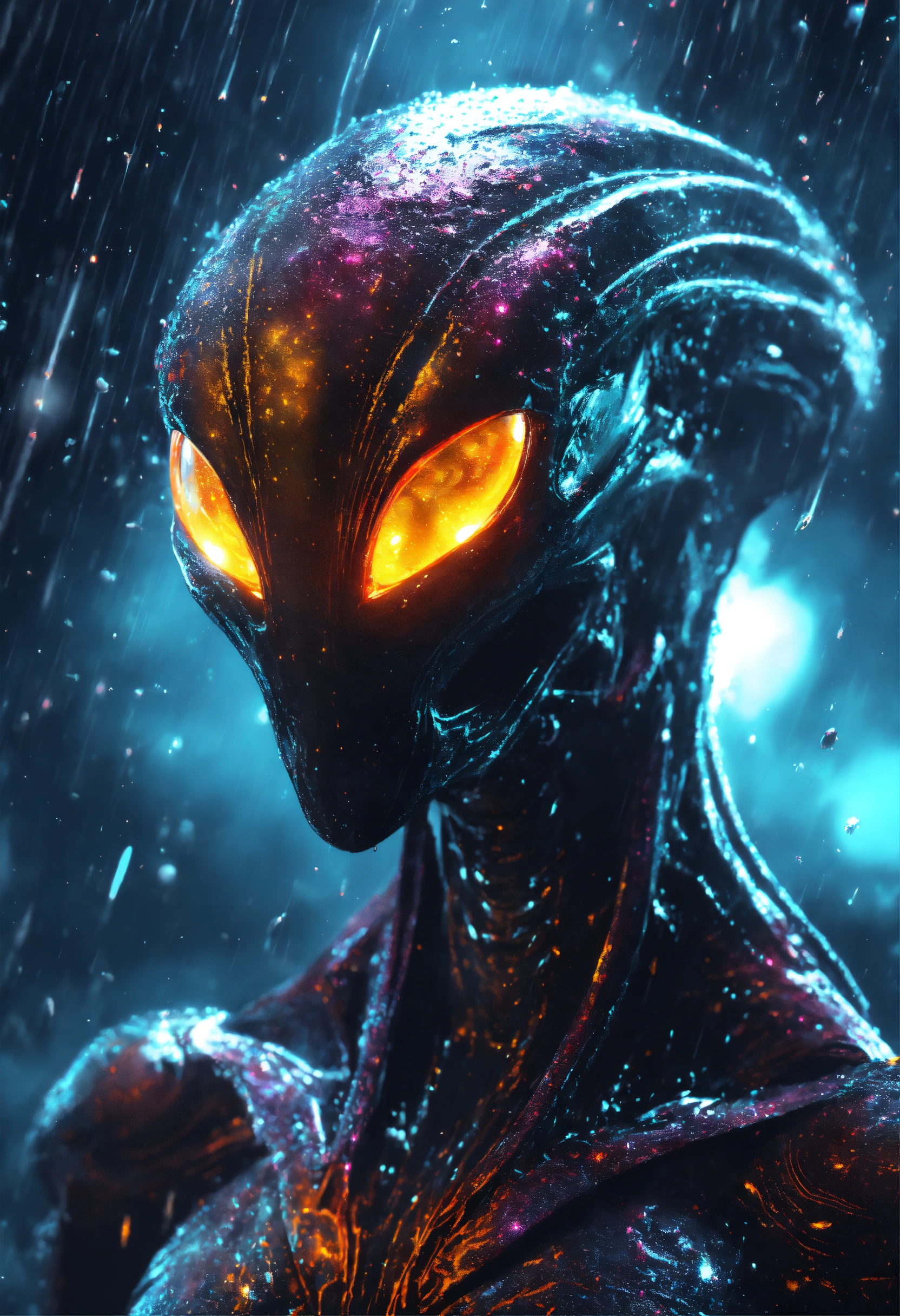Lexica - An menacing alien with glowing eyes filled with swirling ...
