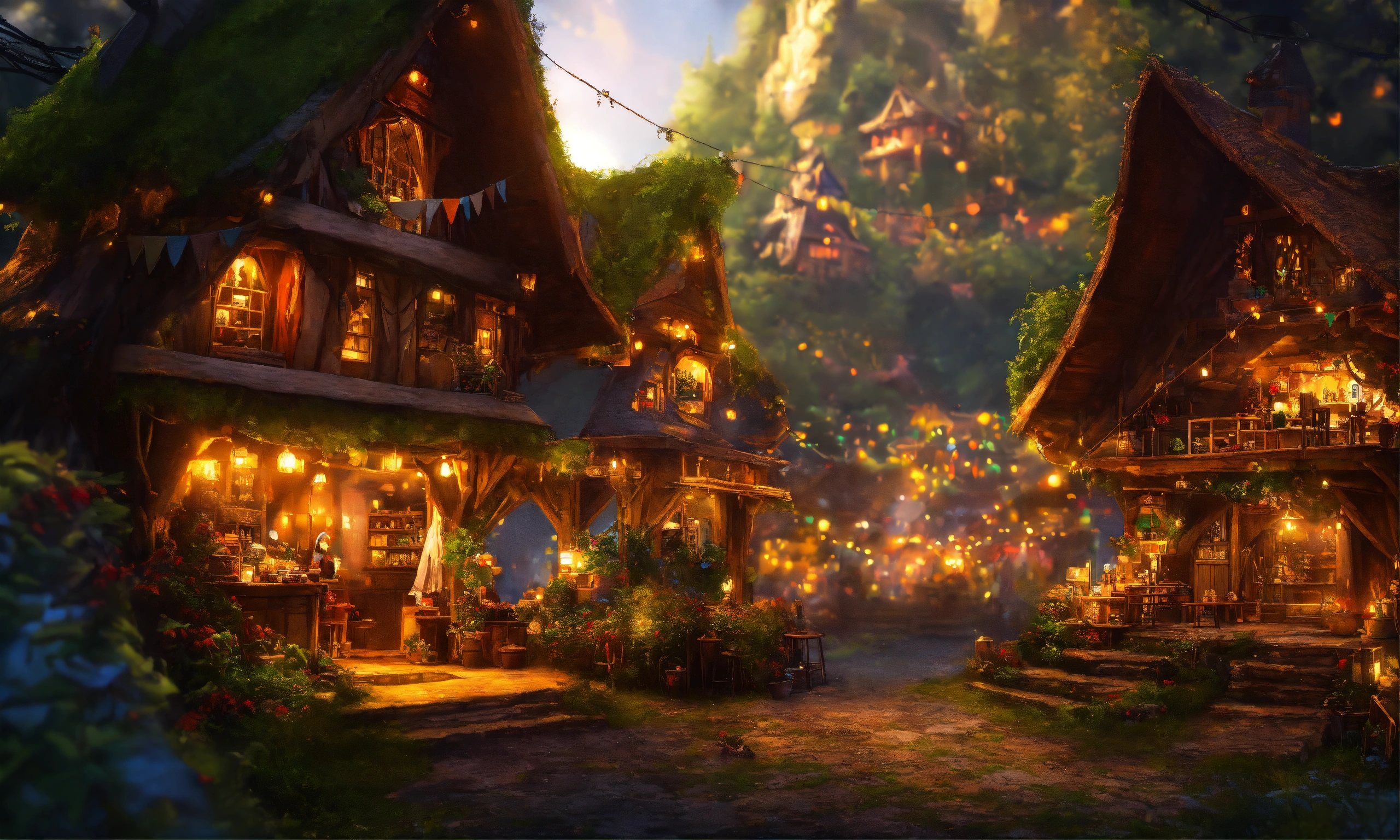 Lexica - Epic shot of ultra detailed and cozy elves city in the forest ...