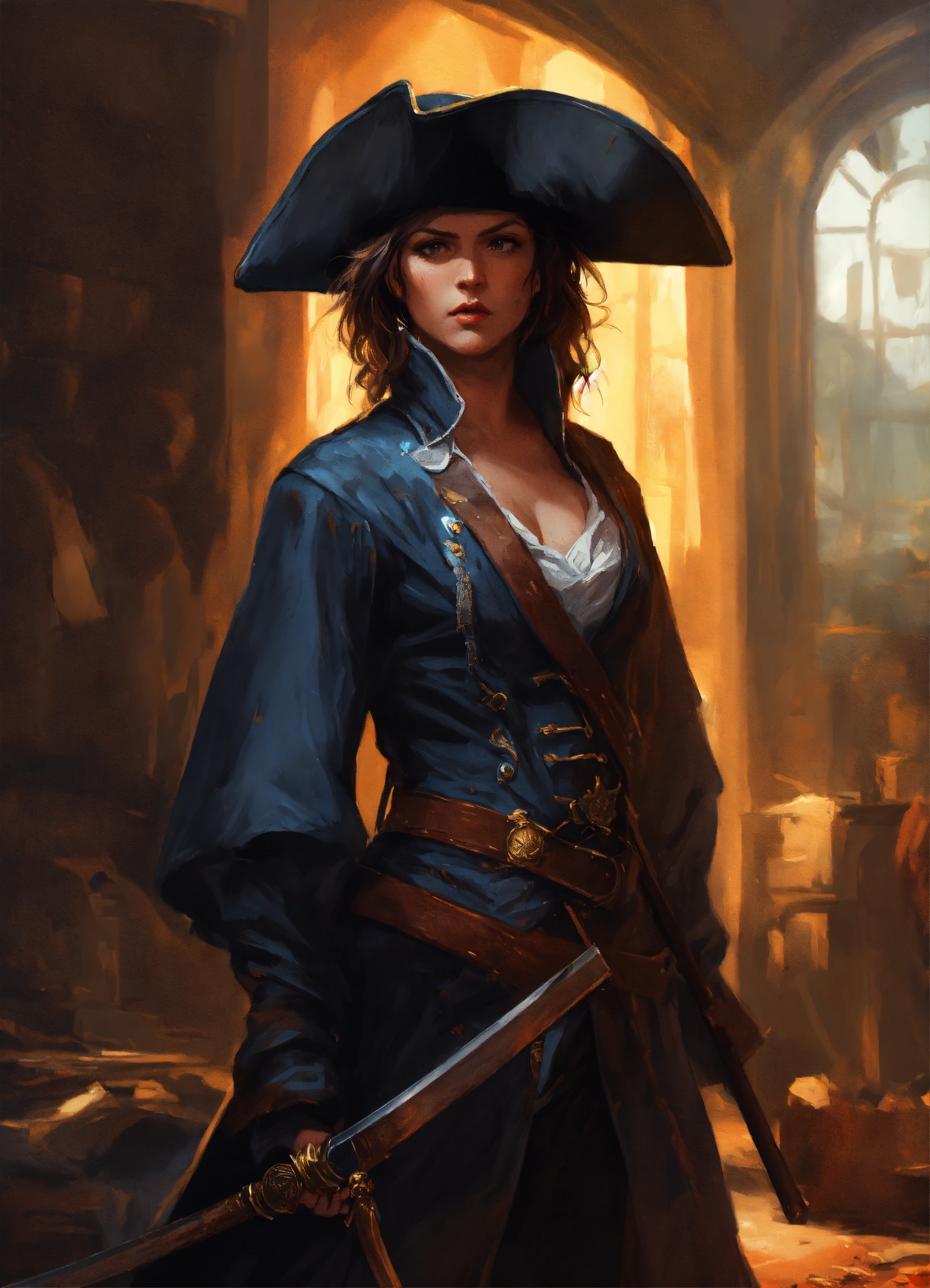 Lexica - 3/4 body shot, digital painting, Dina Meyer as a Defiant and ...