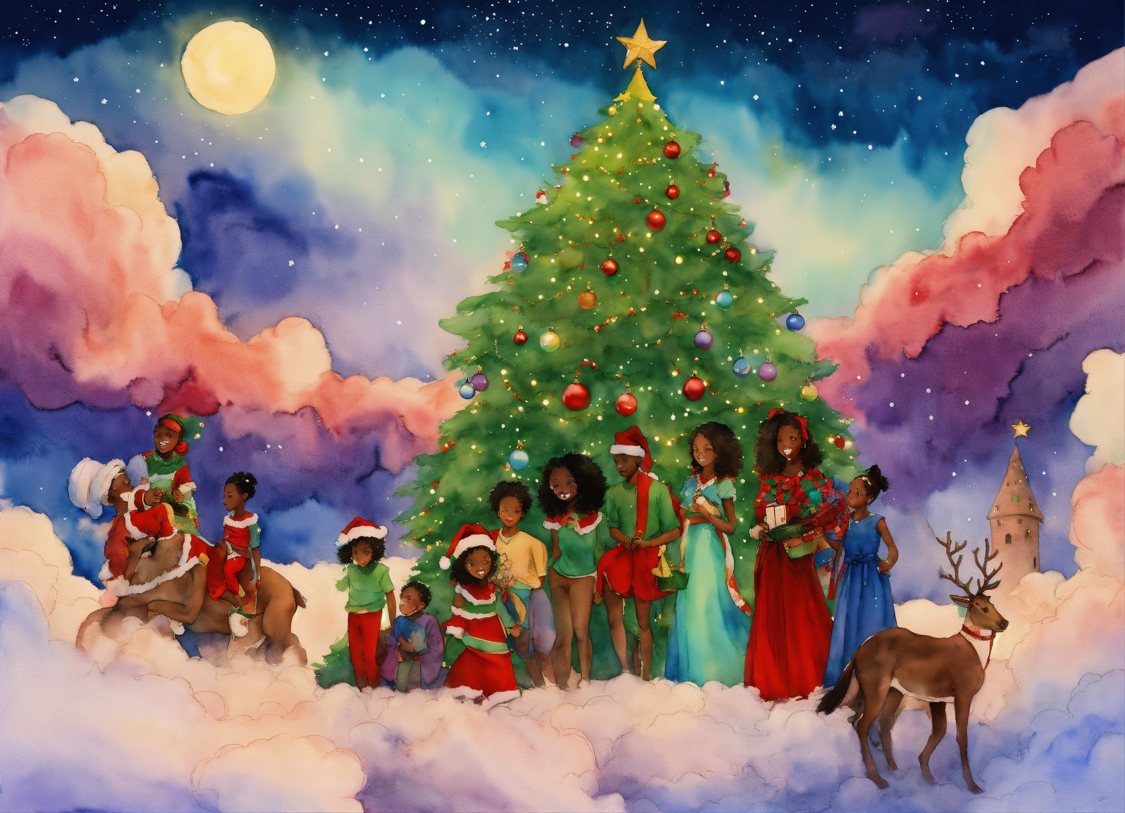 Lexica - Castle on a cloud. it’s Christmas time. Afrocentric. Santa ...