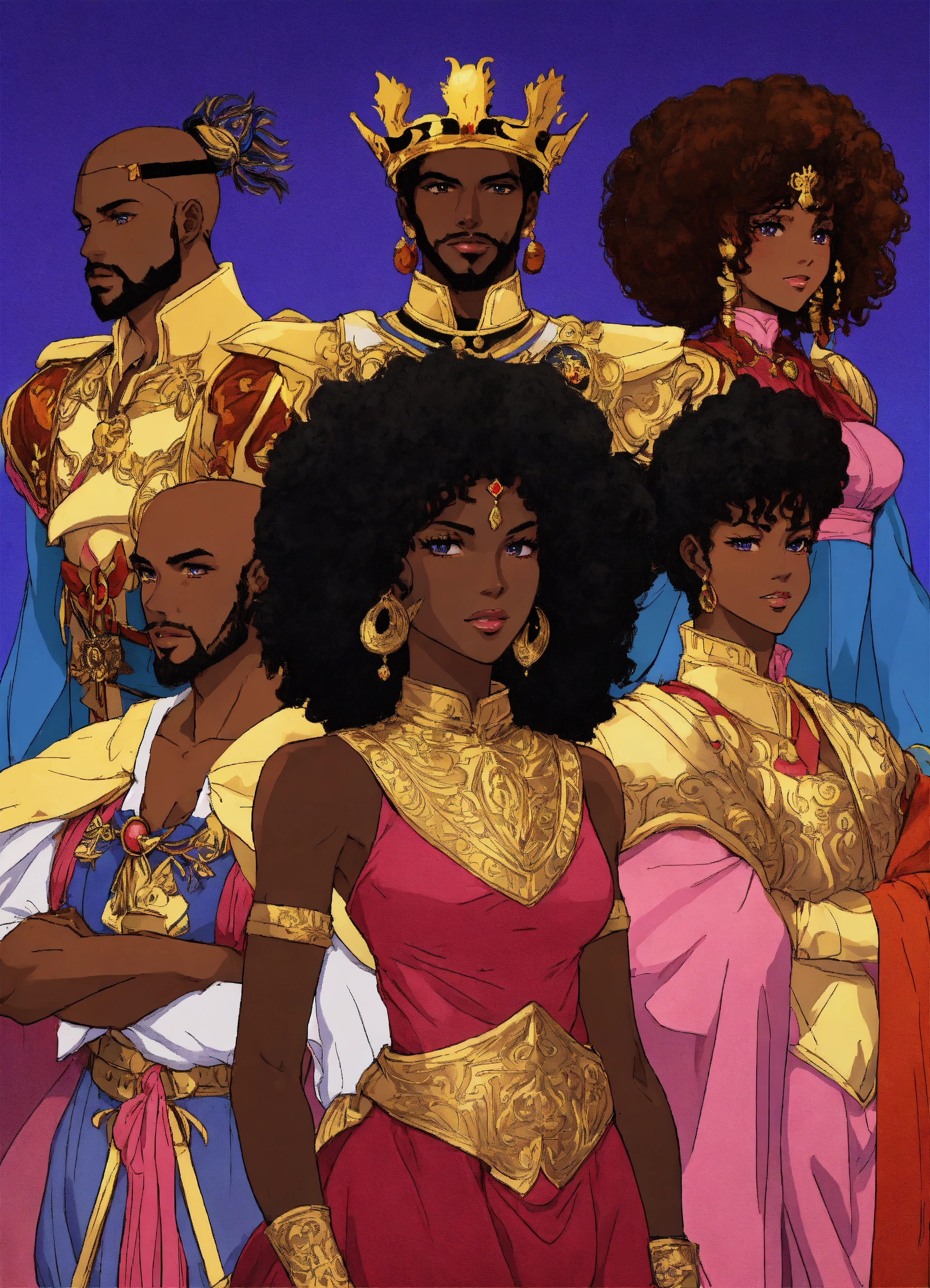 Lexica - 80s anime black characters fantasy midieval queen kings royal ...