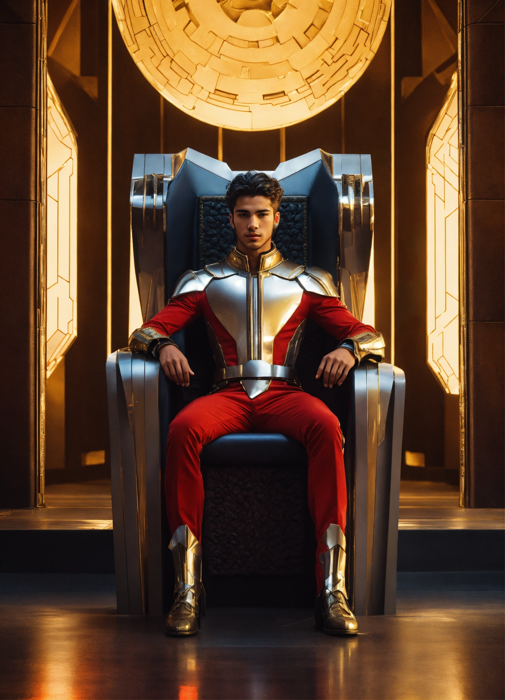 Lexica - Young handsome ruler of Earth in the future sitting in a ...