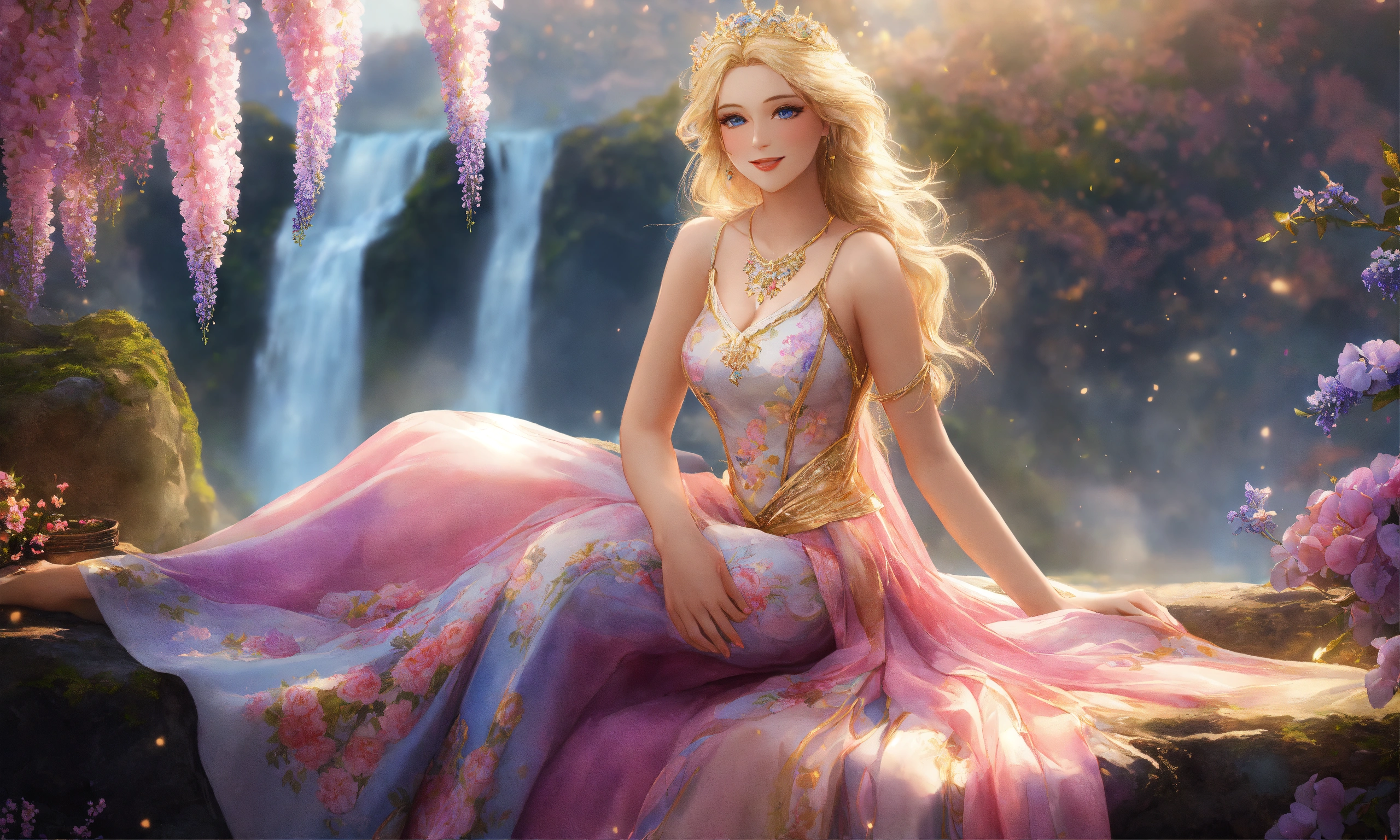 Lexica - Beautiful princess of the stars smiling blonde with blue eyes ...