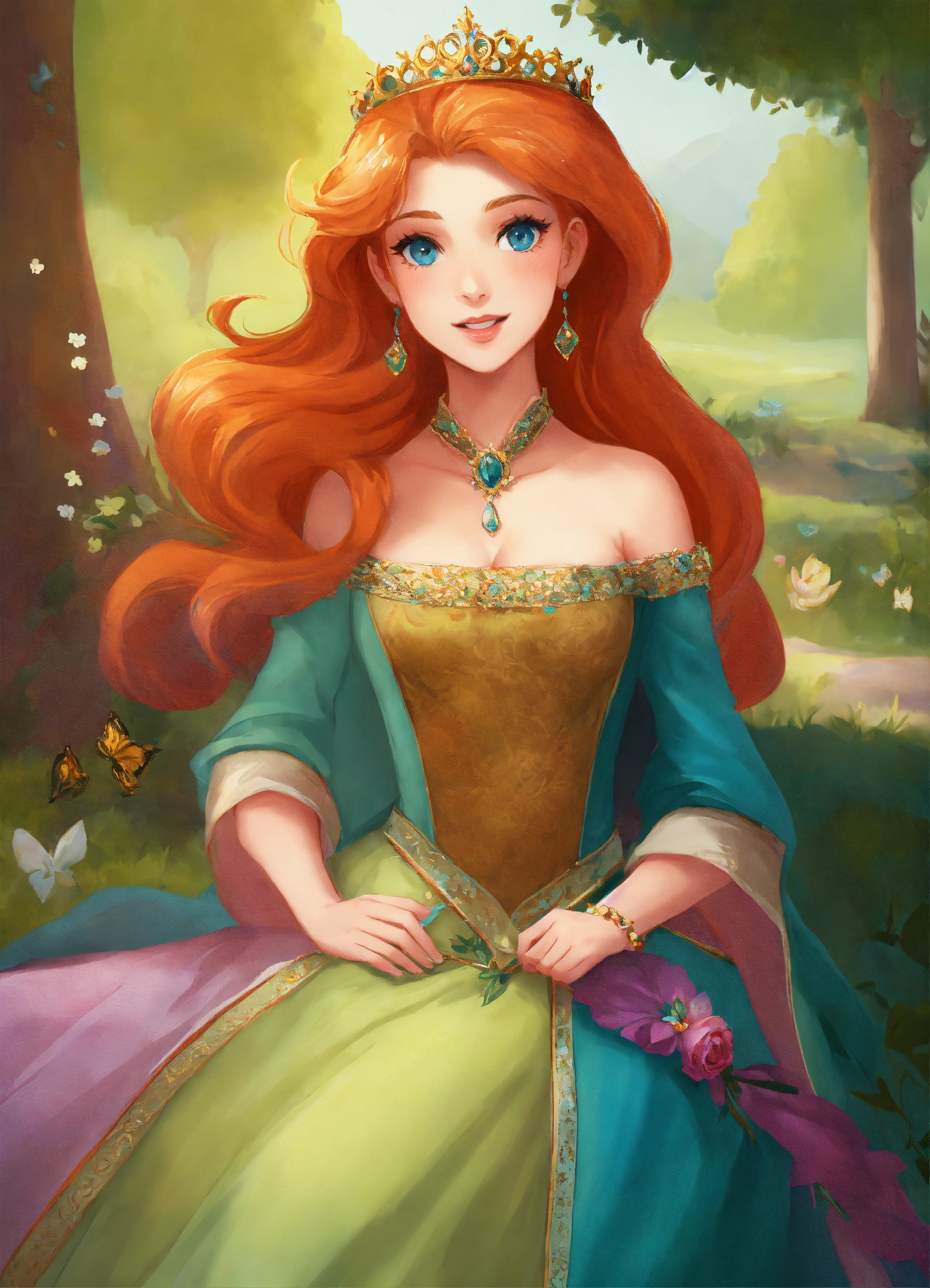 Lexica - Princesse rousse qui hésite a embrasser un prince