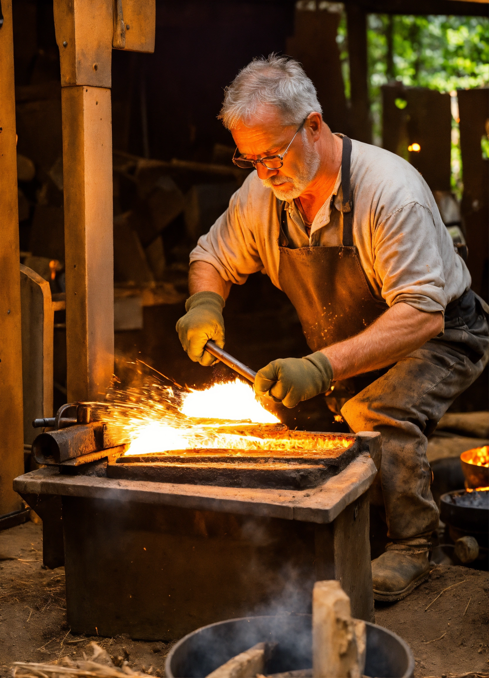 Lexica - A 50 years old white men working on his forge