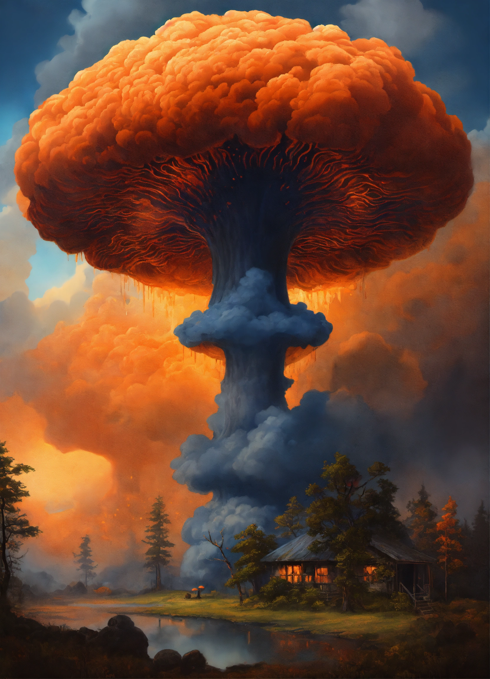Lexica - An atomic cloud in the shape of a giant mushroom cloud, in the ...