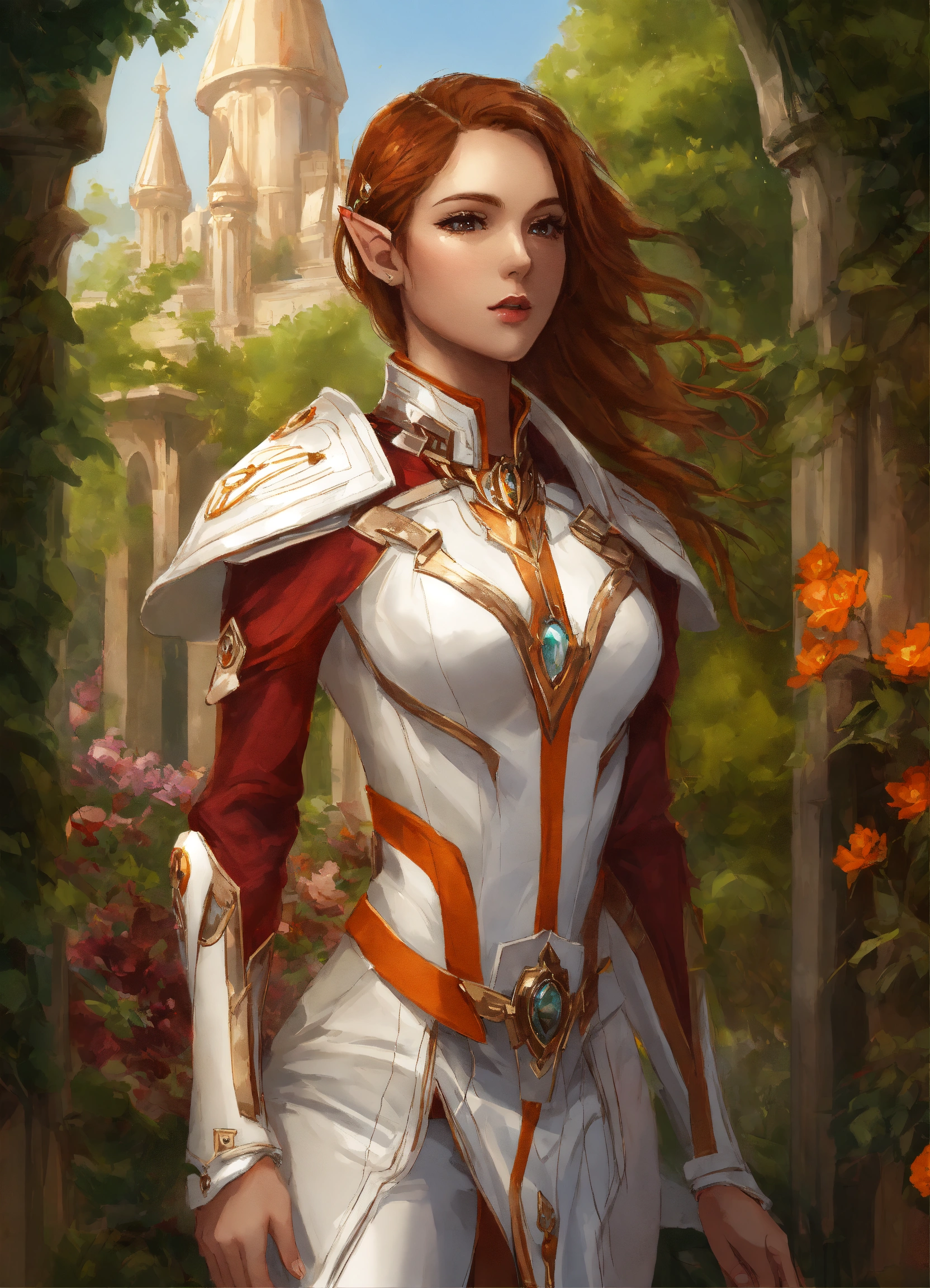 Lexica - Drawing of a sci fi high elf, space, palace, white cybernetic ...