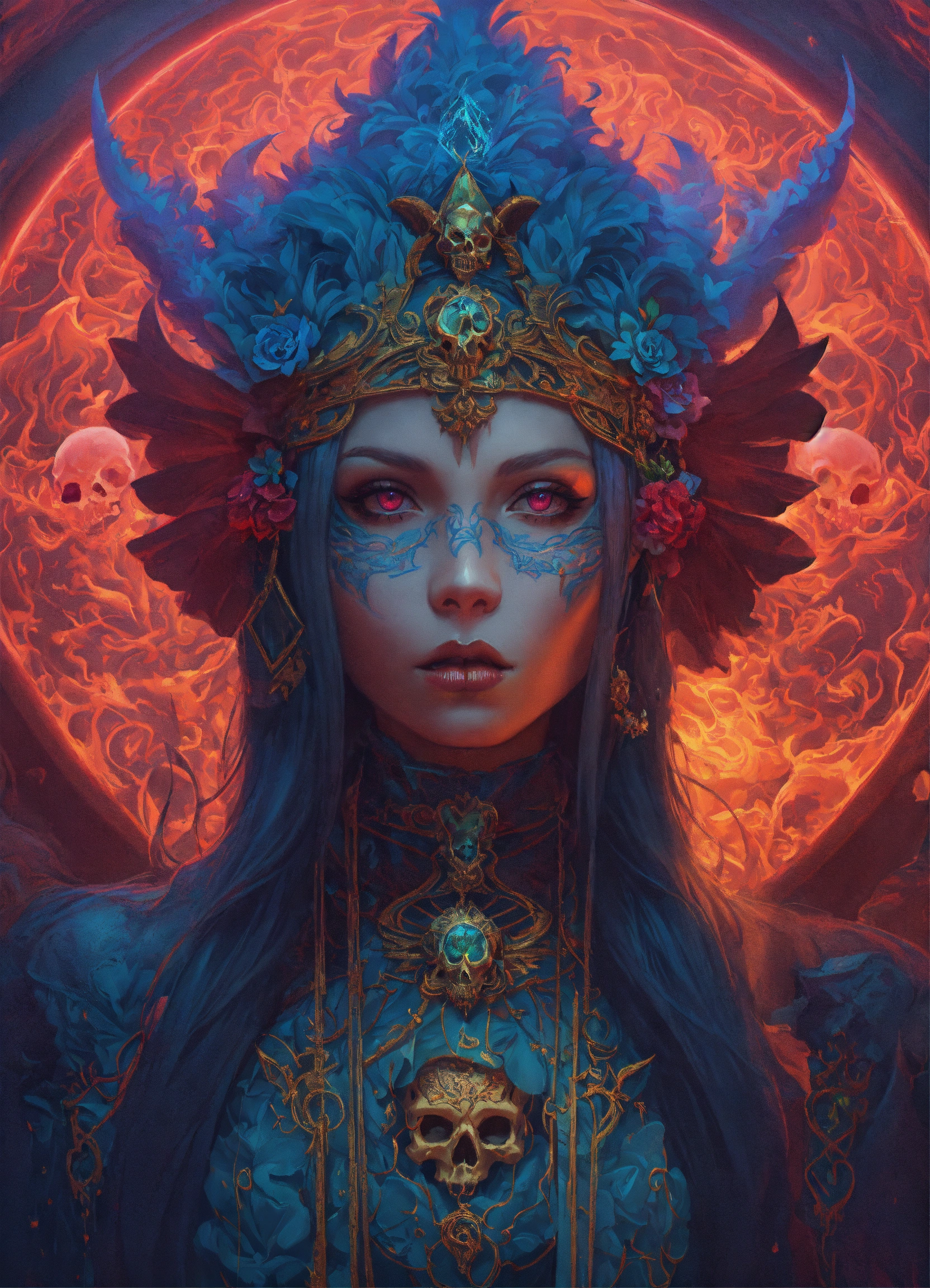 Lexica Skull demon sorcerer Concept art portrait by Casey Weldon