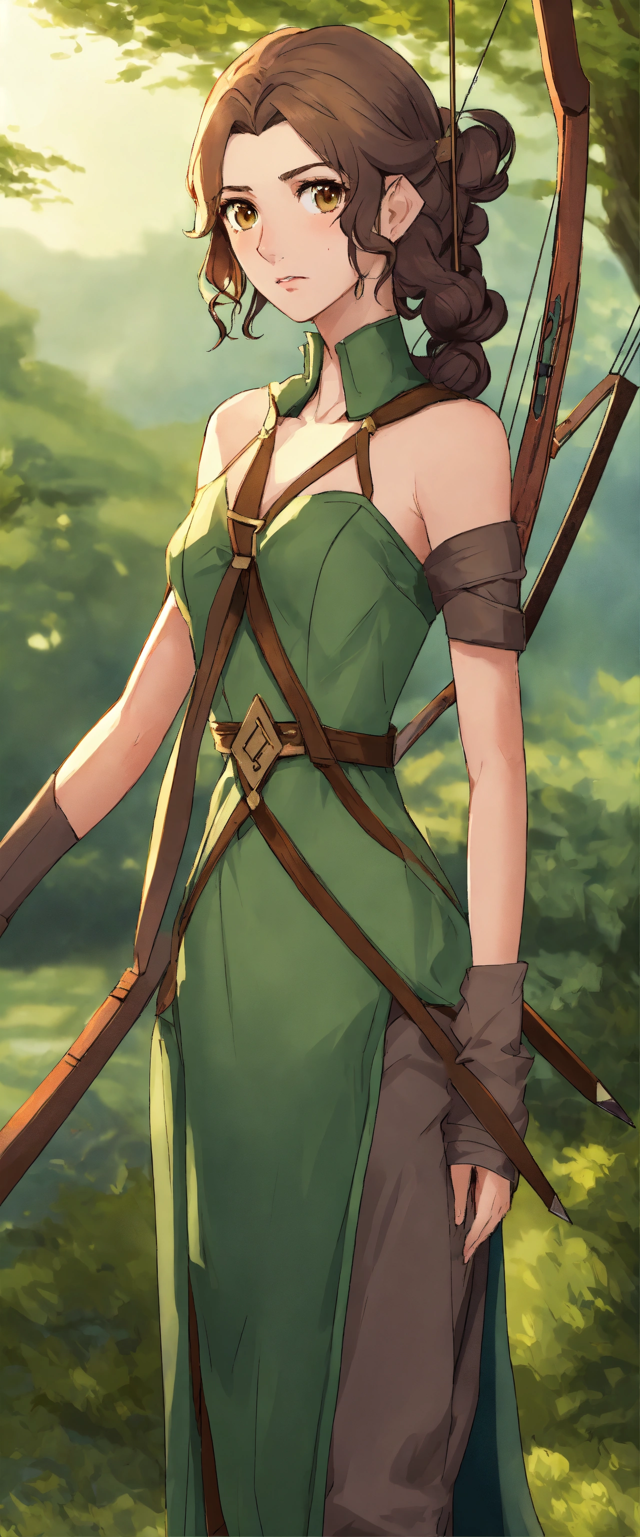 Lexica - Anime, character art of a 24-year-old female wood elf, curly ...