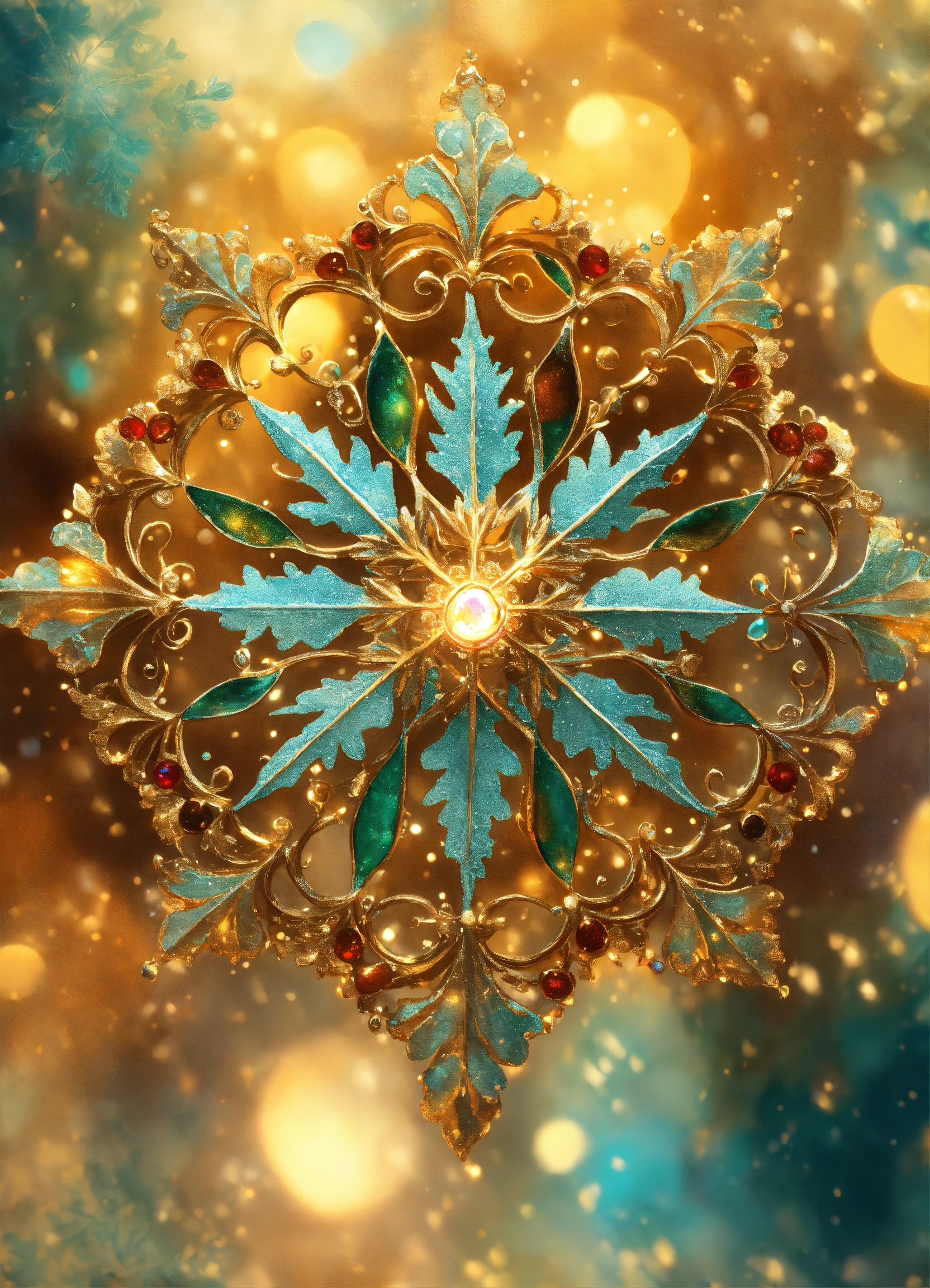 Lexica - Closeup of a sparkling snowflake, with lights and jewels and ...