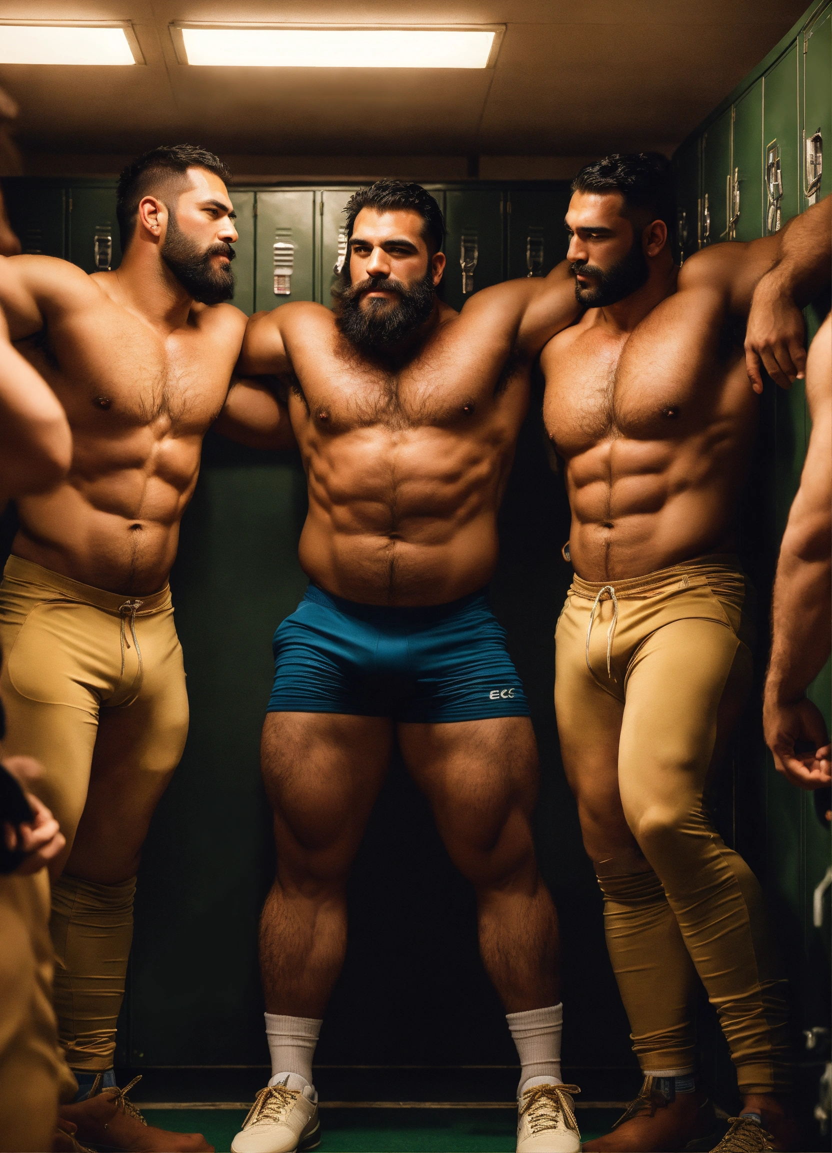 Lexica - Group of burly hairy manly ethnic men ogling each other's ...