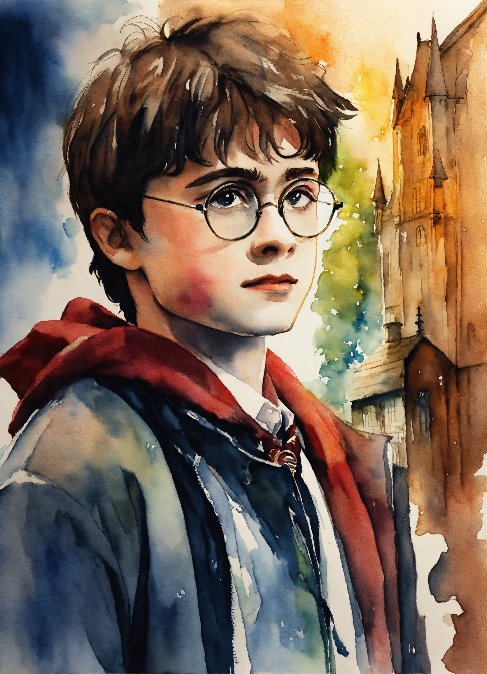 Lexica Harry Potter watercolor drawing