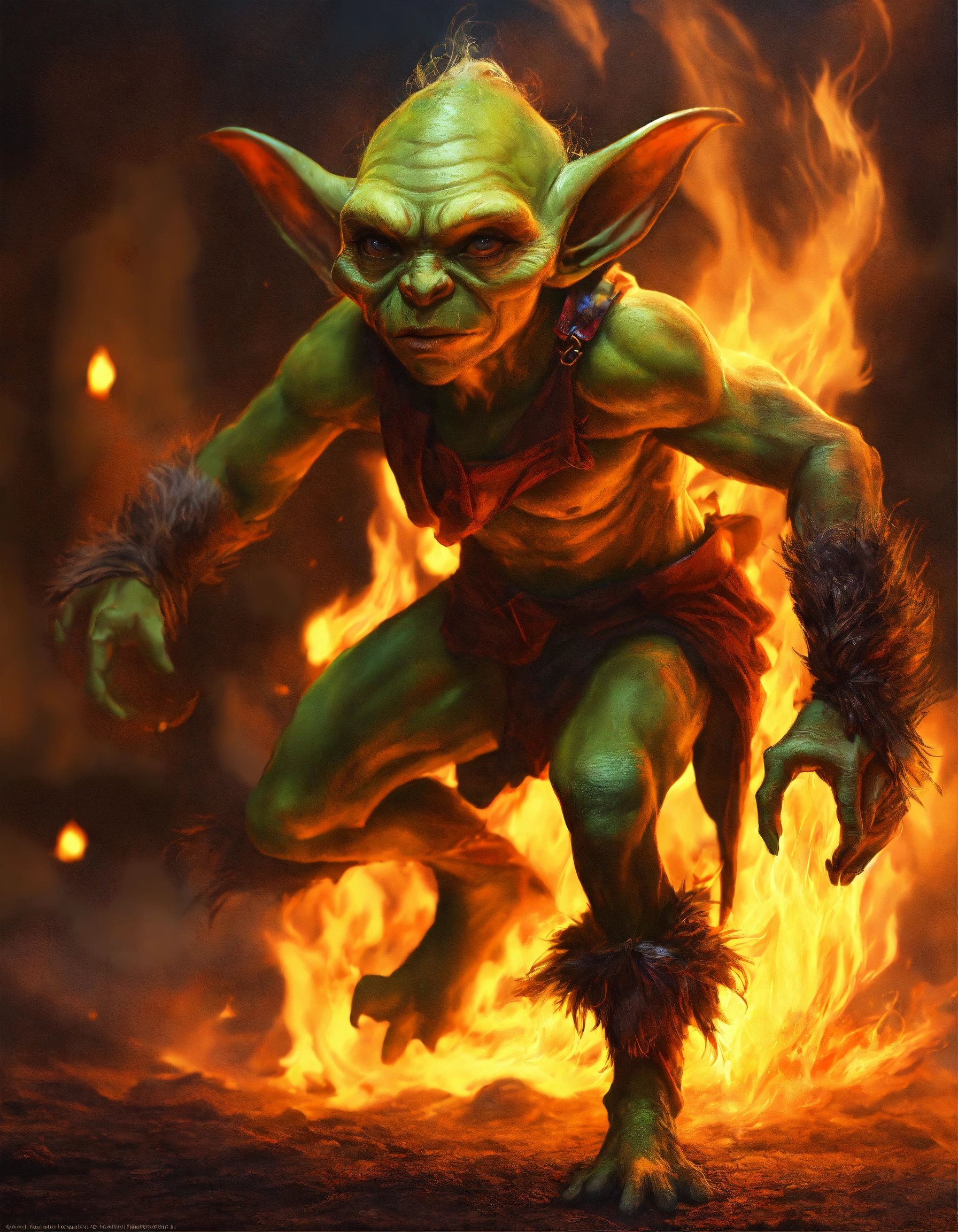Lexica - Spirit of a goblin in fire, digital painting, hyperrealistic ...