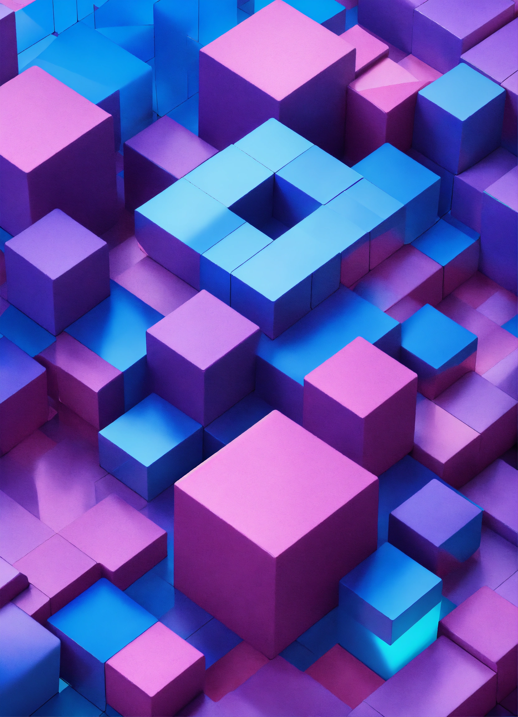 Lexica - Purple and blue 3D ABSTRACT GEOMETRIC PATTERN center figure ...