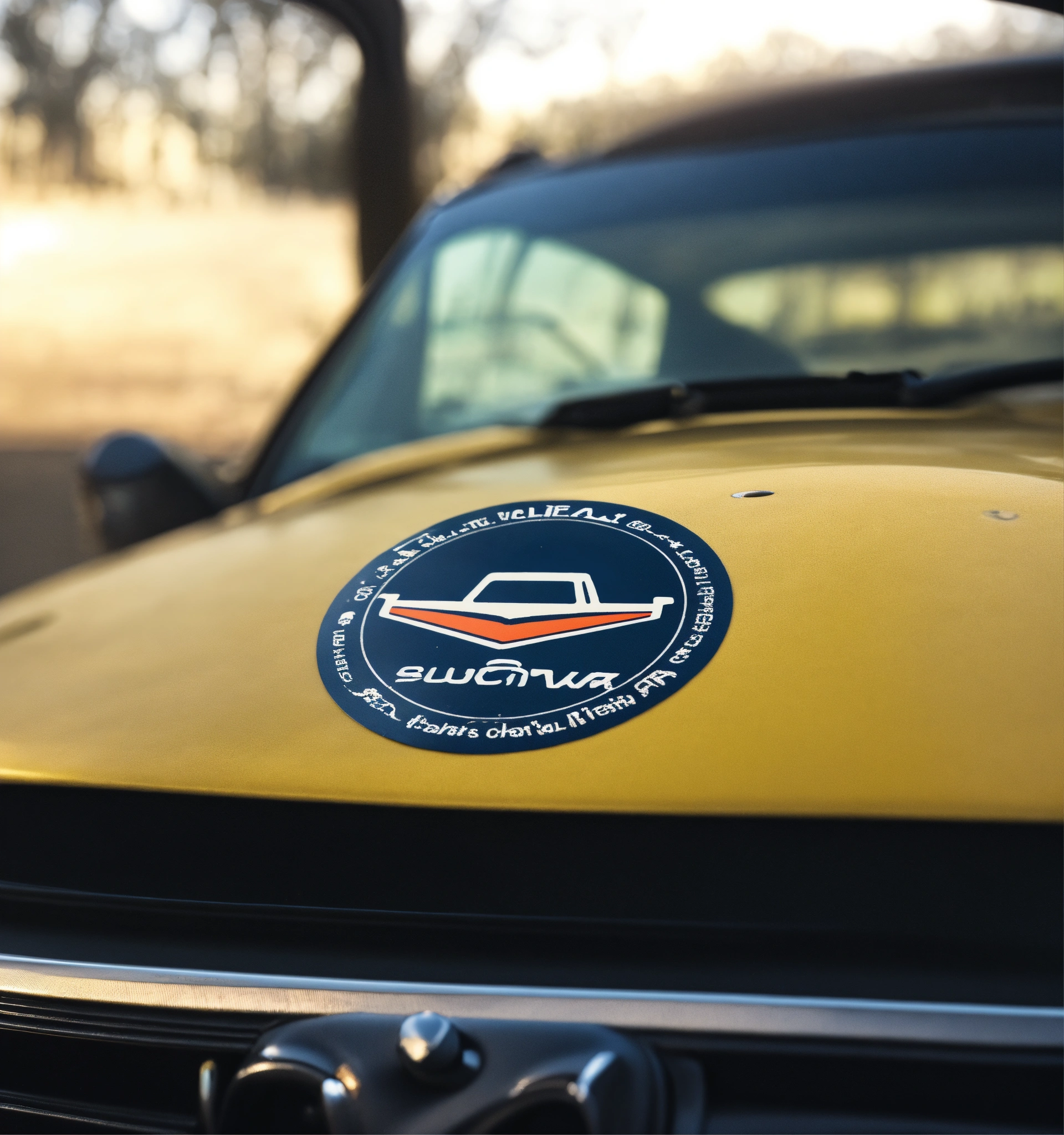 Lexica - A circular sticker for a car.