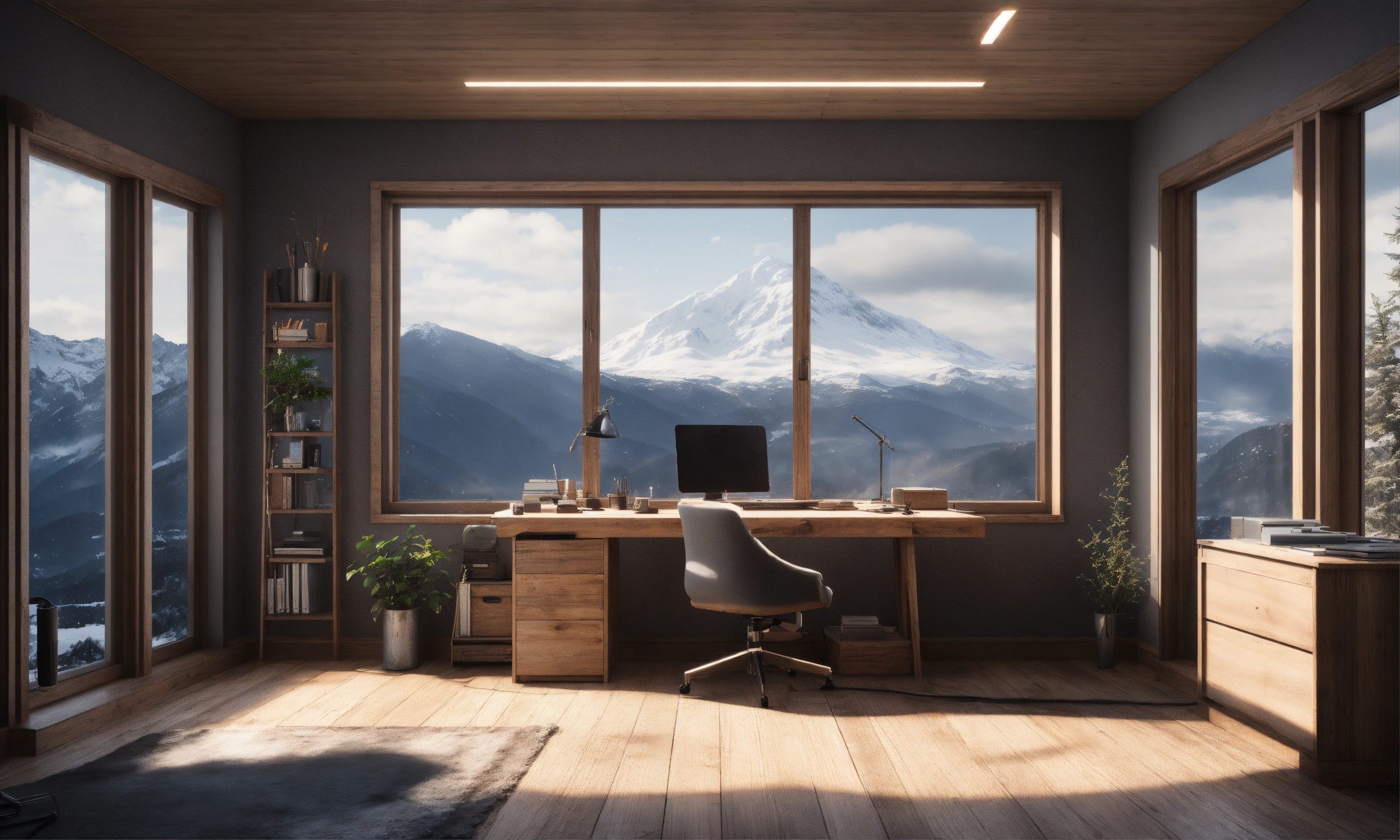 Lexica - Anime minimalistic nordic home office, anime lofi art, big ...