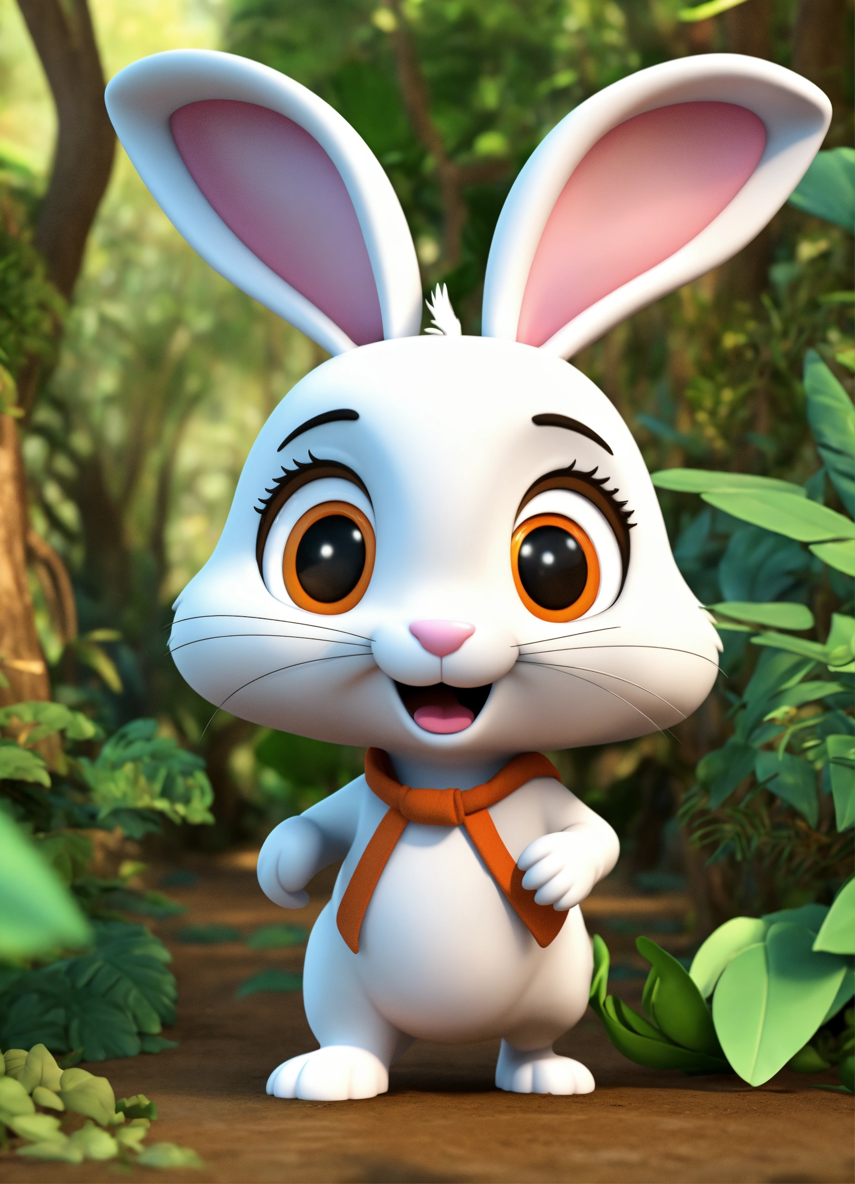 Lexica - Cartoon 3d rabbit walking in jungle