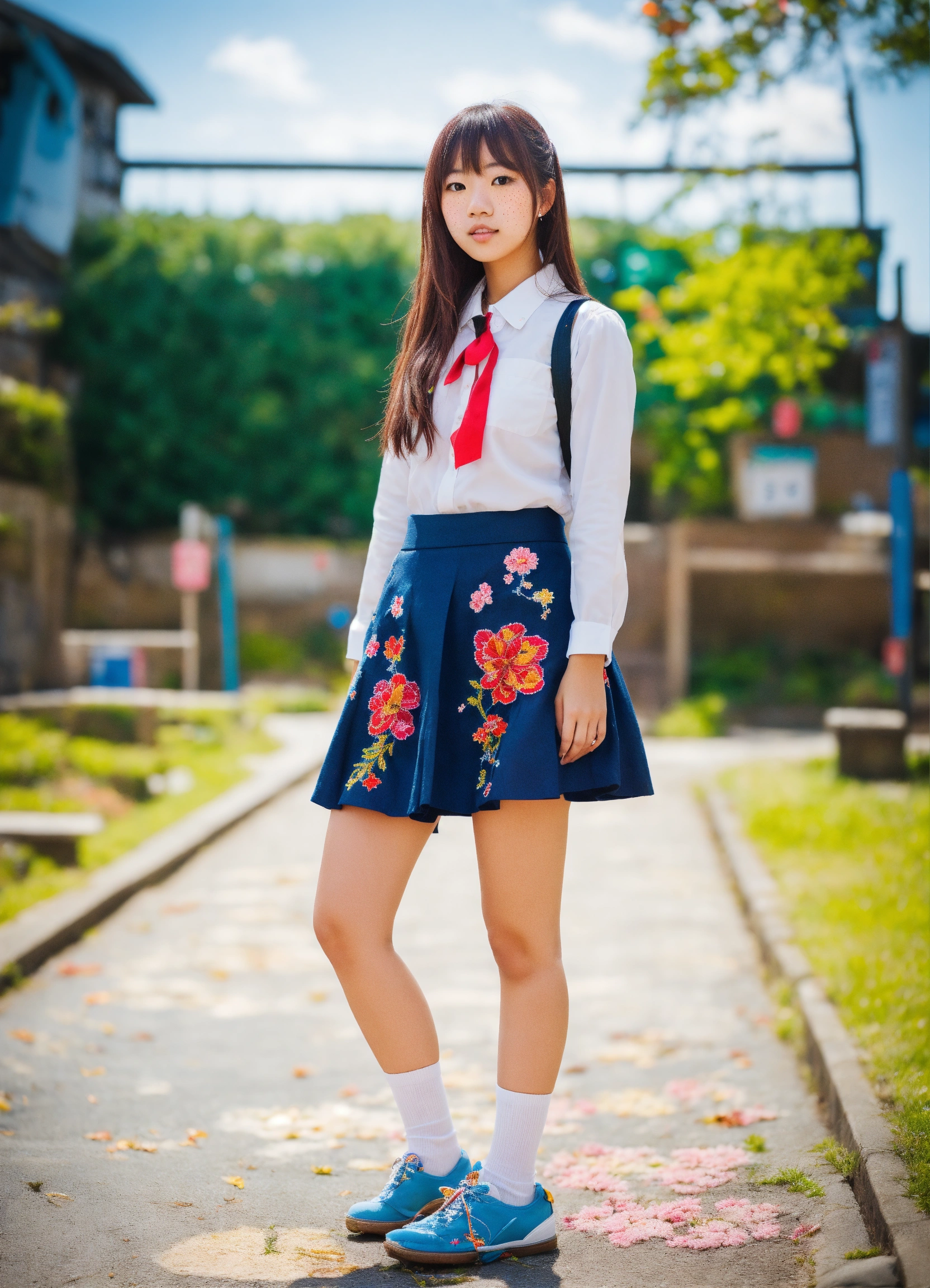 Lexica Front View Beautiful Japanese Schoolgirl With Freckles 