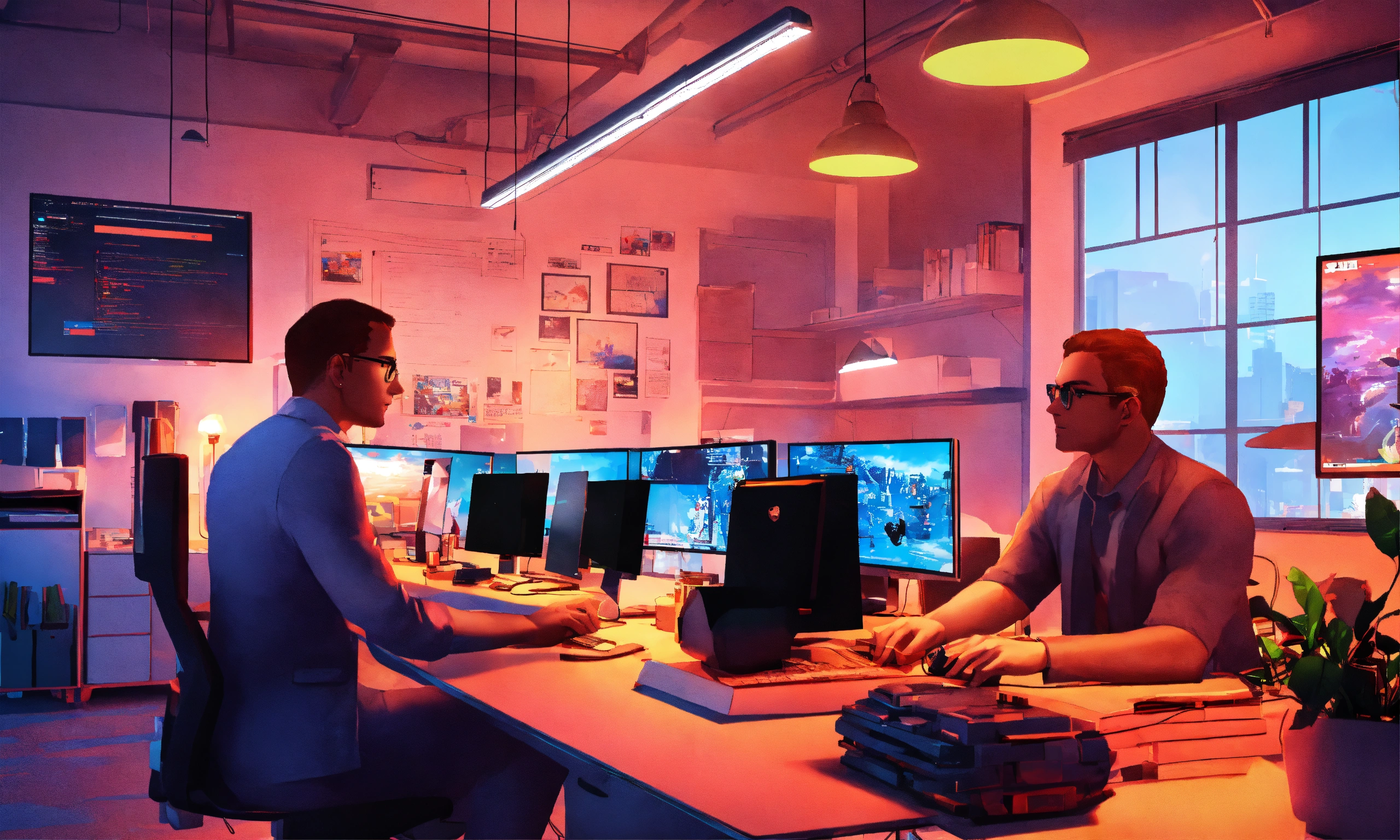 Lexica - The office of the game development company. Three specialists ...