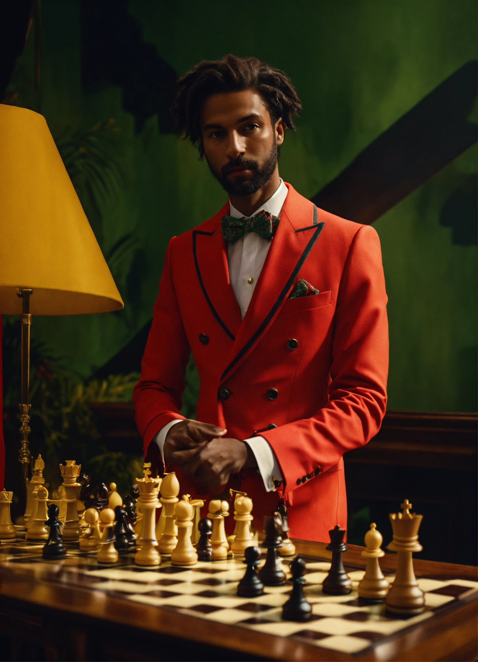 Lexica - Award - Winning Cinematic Still of chess-pawn-Headed butler ...