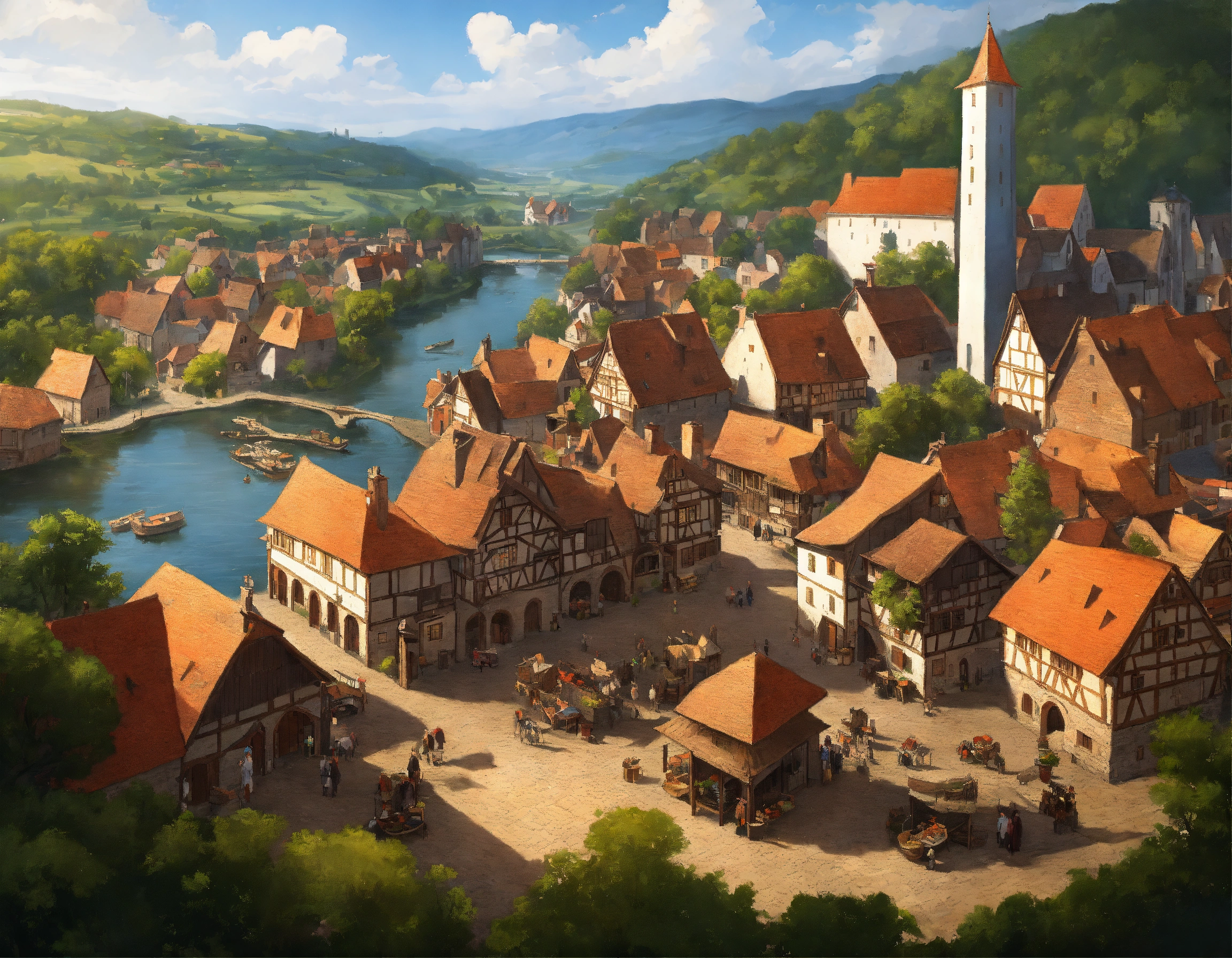 Lexica - Highly realistic, photography, Bird's eye view of a medieval ...