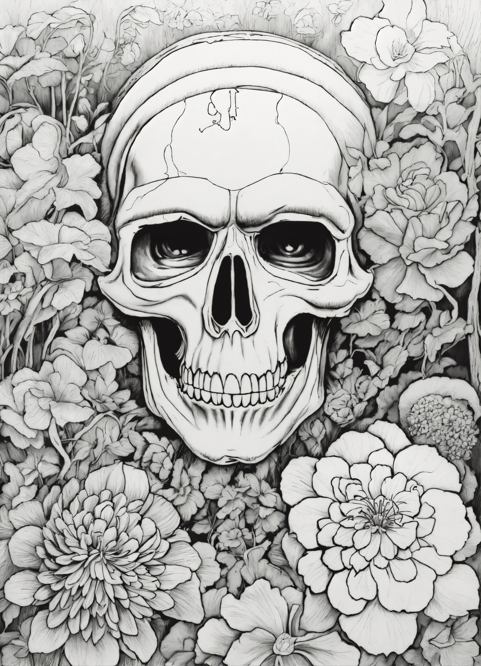 Lexica - Faces and flowers, Ed Roth, black and white, coloring book ...