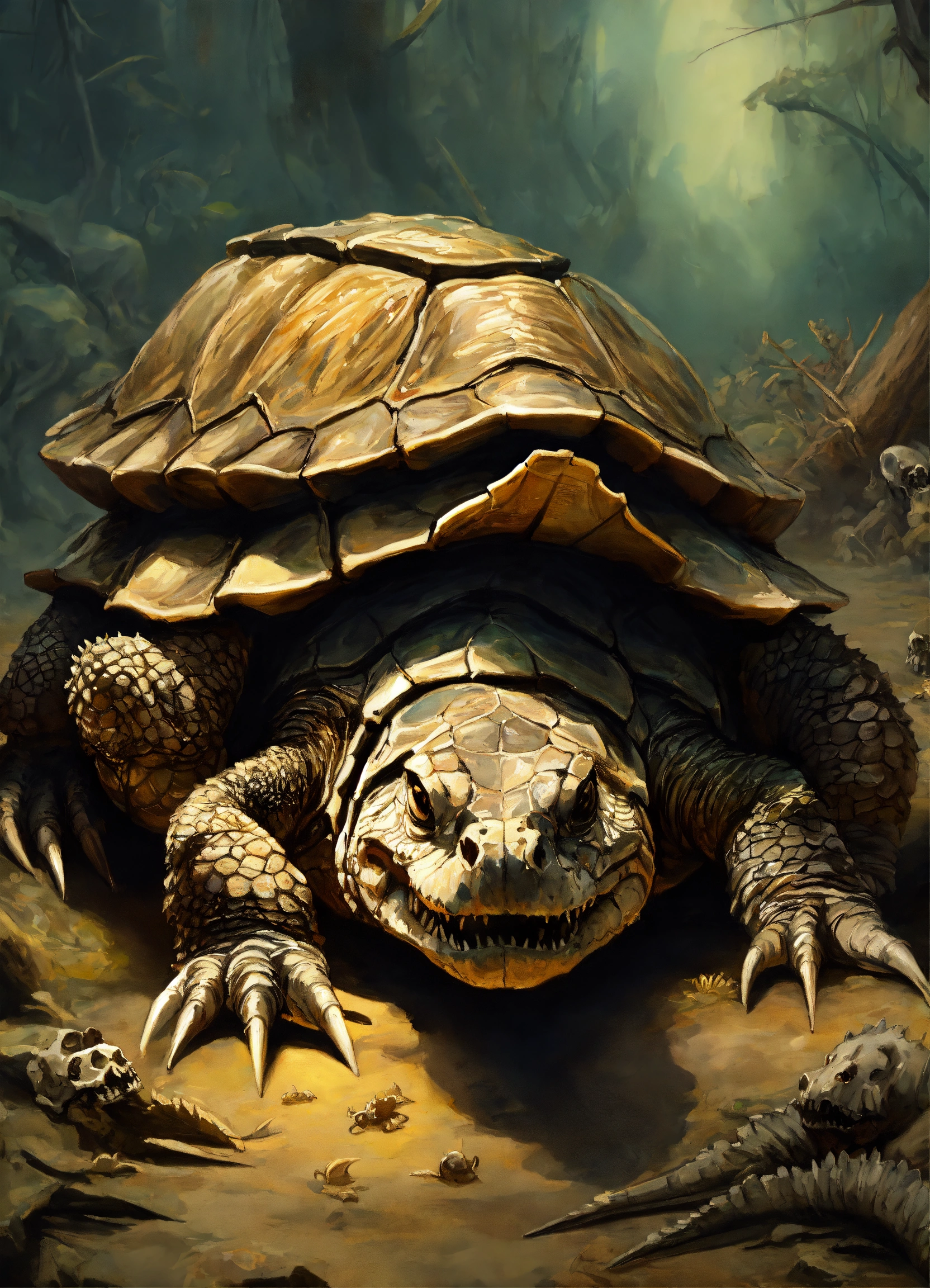 Lexica - Concept art of a monster alligator snapping turtle surrounded ...