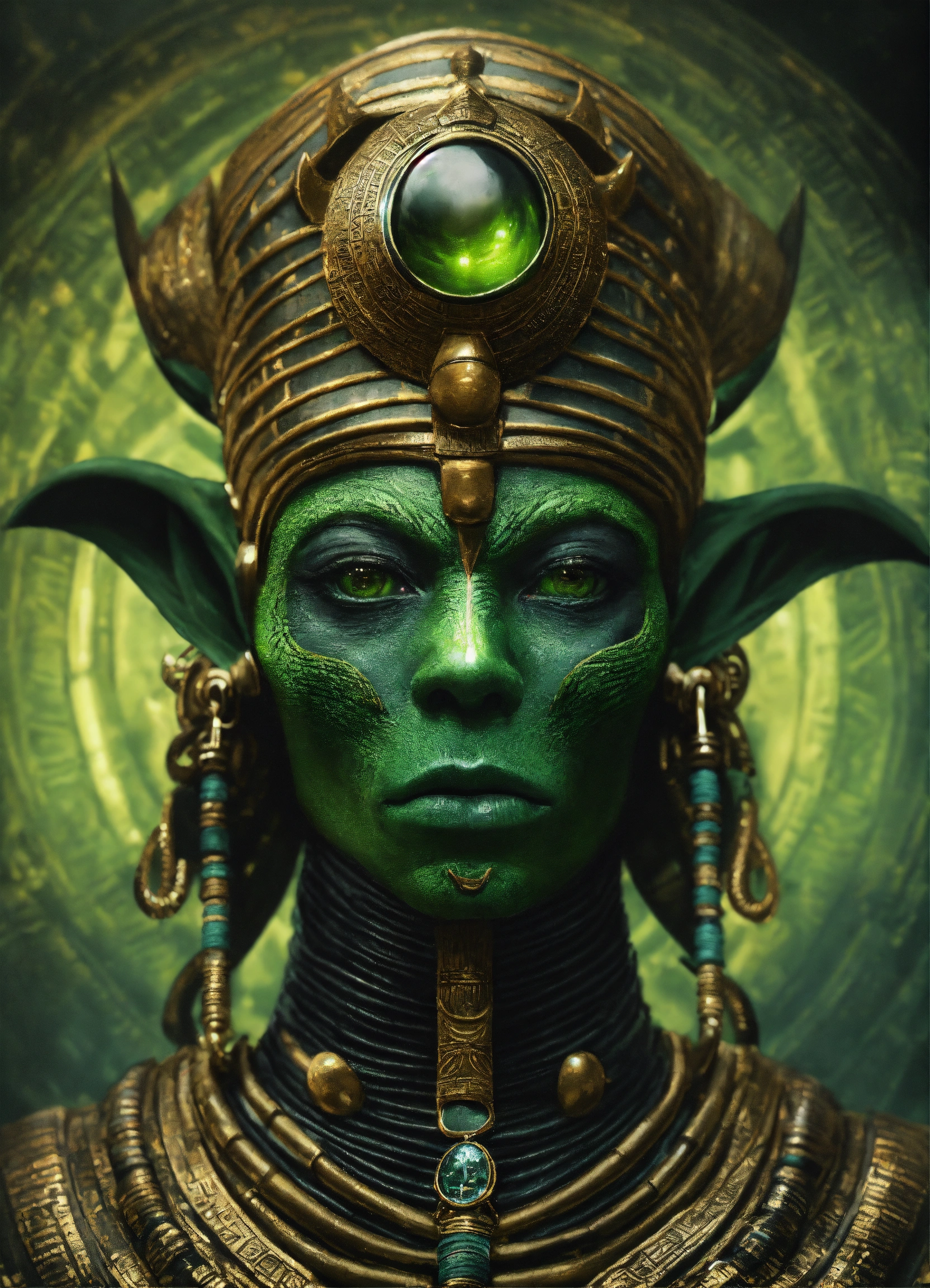 Lexica - Portrait a black and green alien monster dressed like a ...