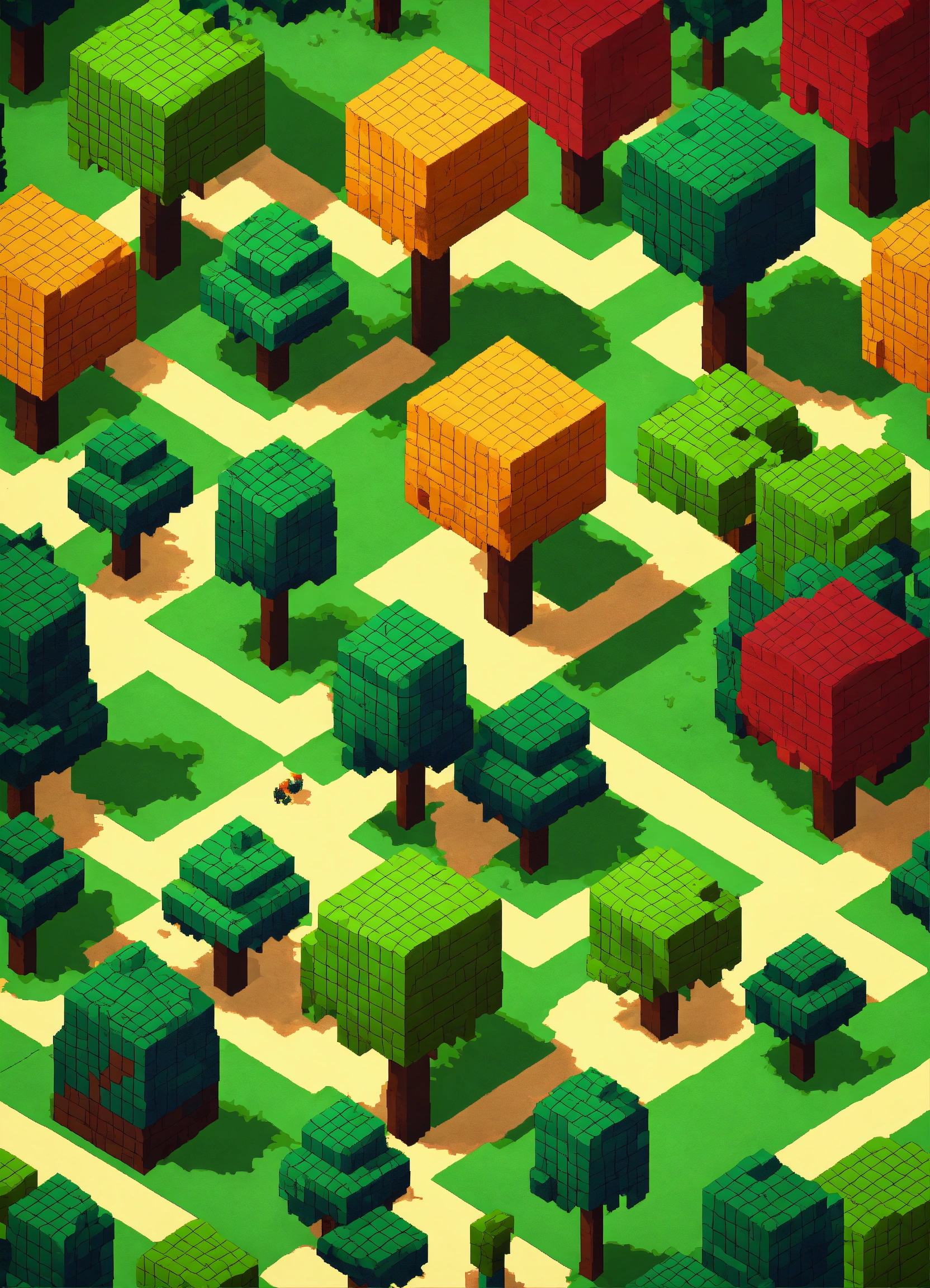 Lexica - Simple isometric pixel tree from above