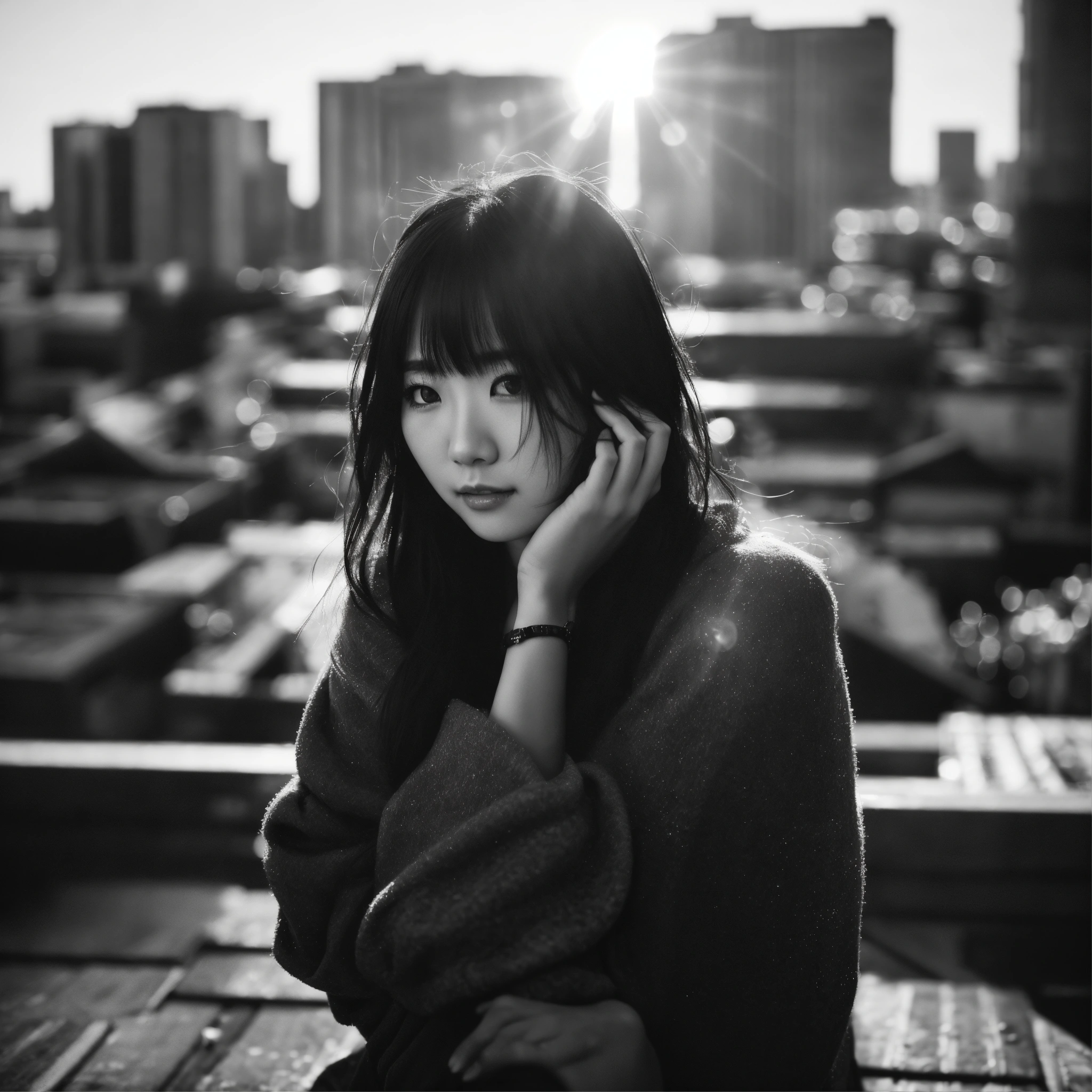 Lexica - A filmlike Photograph of a Japanese idol girl posing on a ...