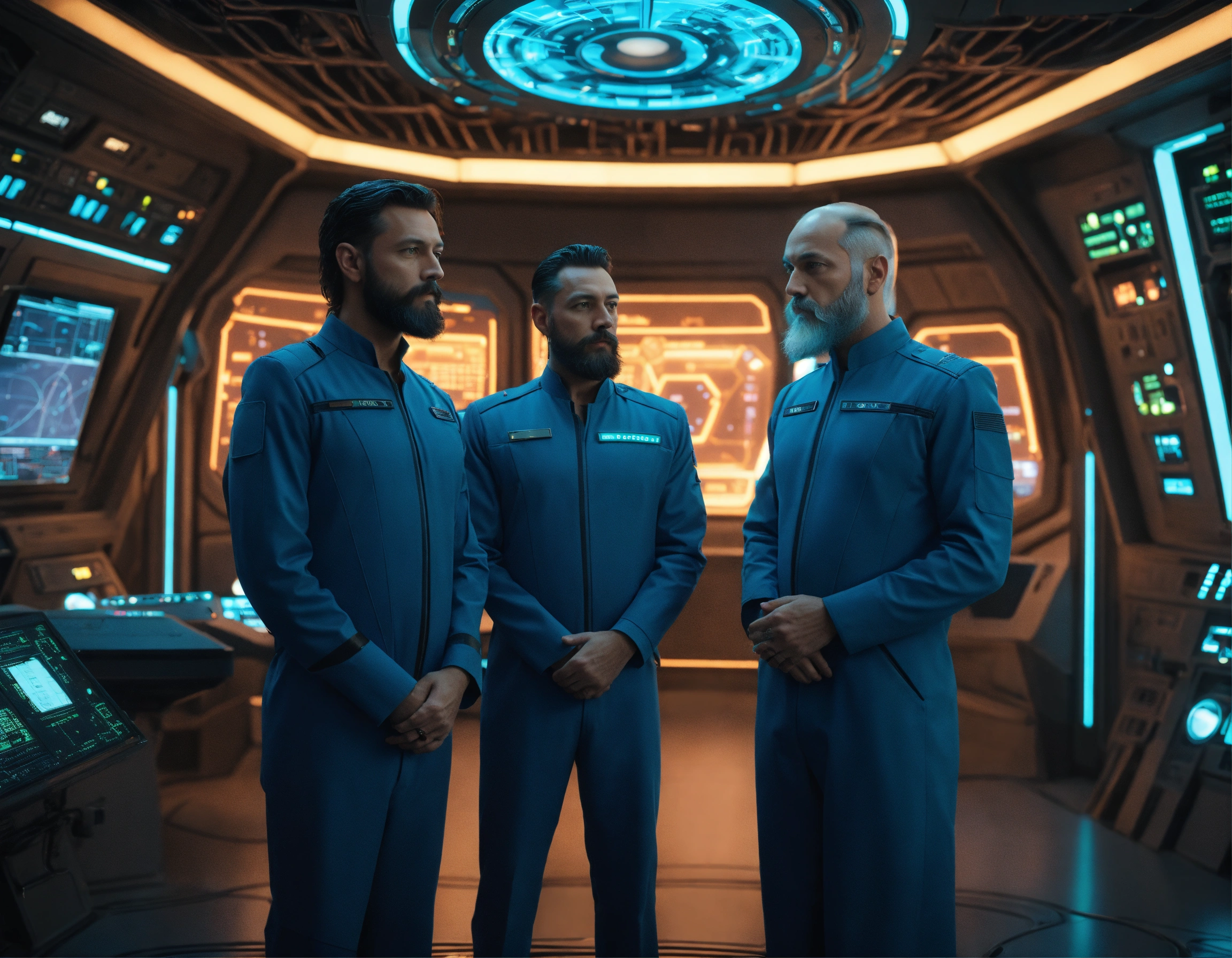 Lexica - 50 year old masculine alien star commander and nice trim beard ...