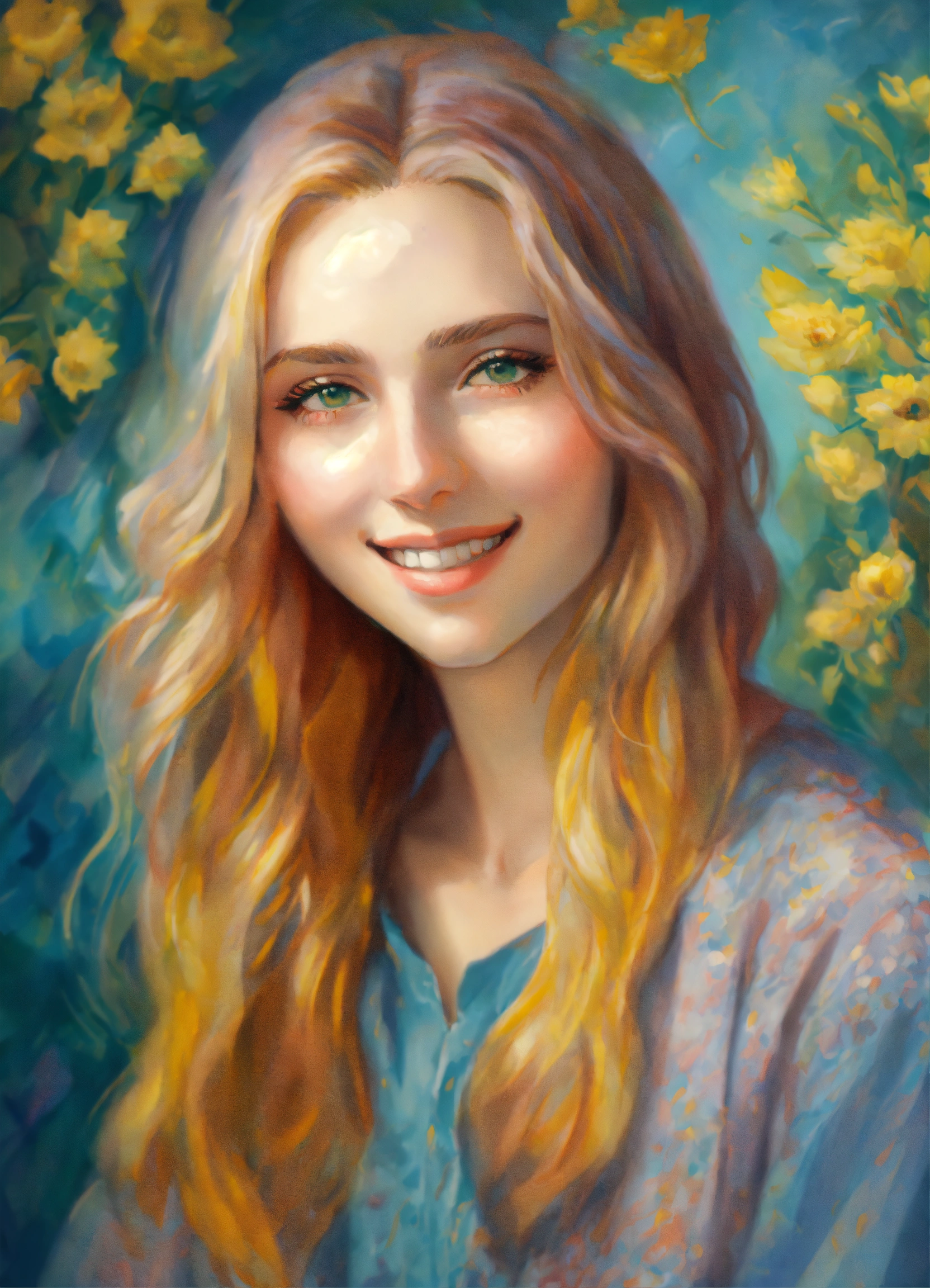 Lexica - Portrait of cute happy lady, light hair, pastel, soft light ...