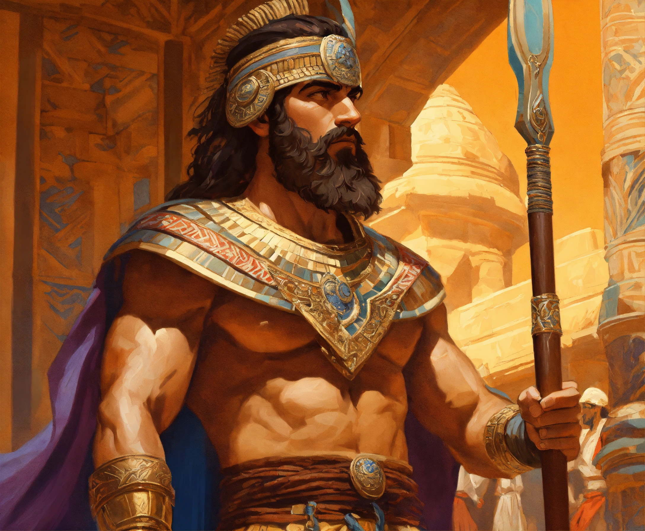 Lexica - Detailed full body digital painting of an ancient Assyrian ...