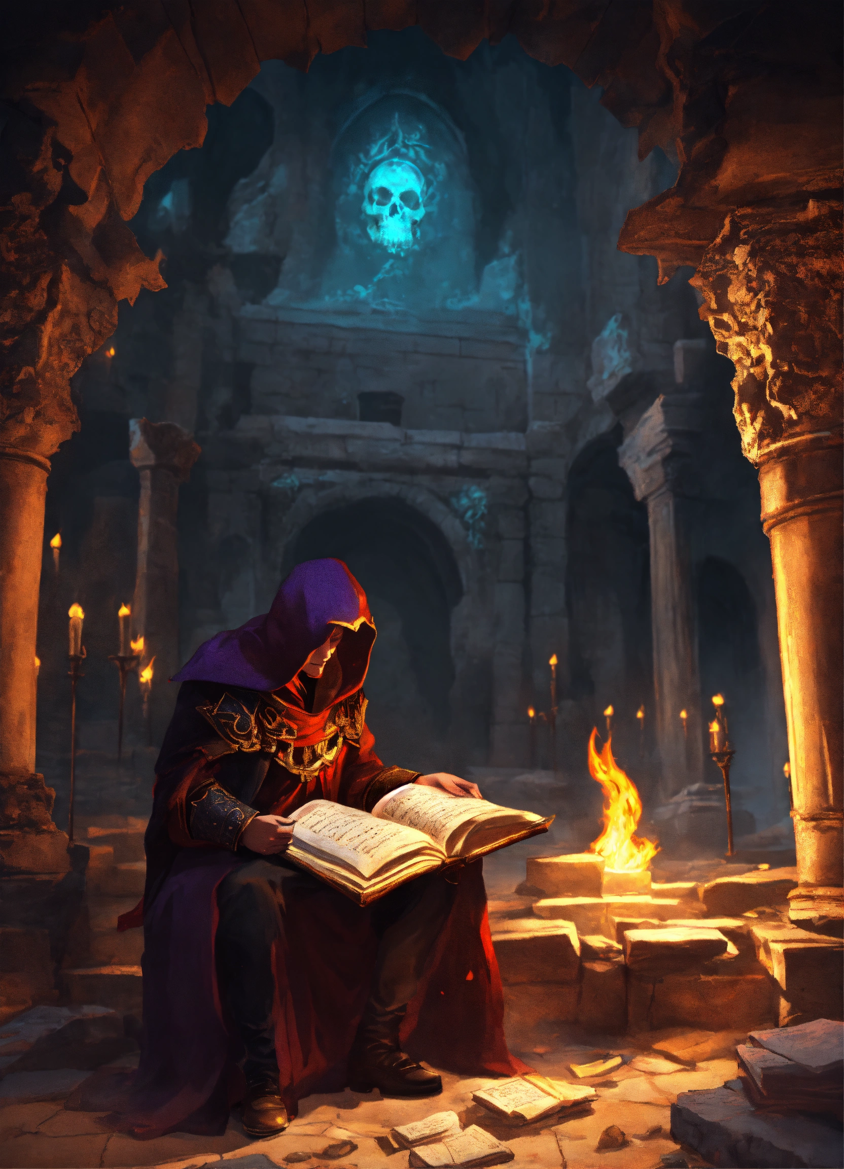Lexica - Malevolent necromancer using a sorcerous manuscript in ancient ...