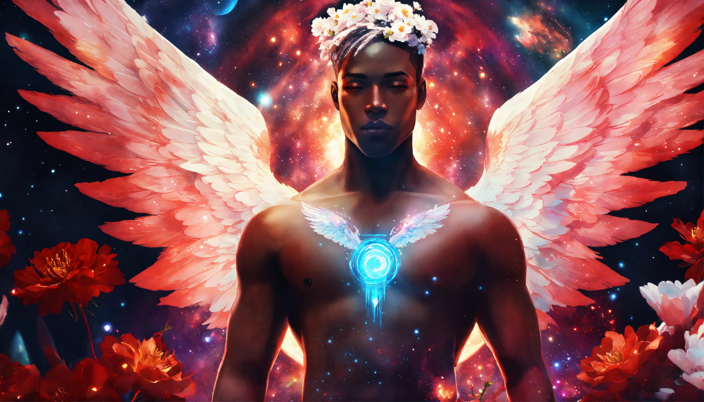 Lexica - Cyberpunk digital painting of a black male angel with ...